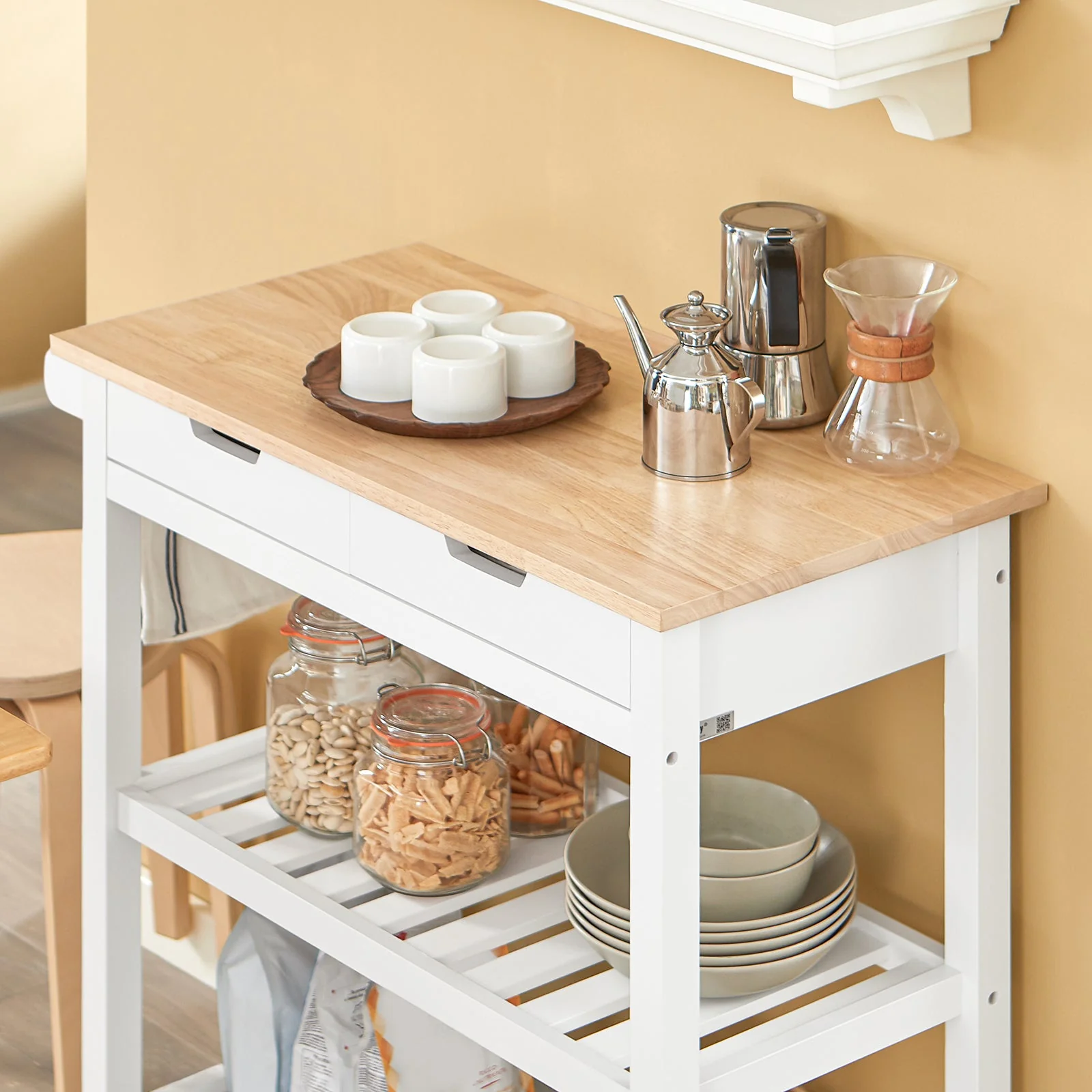 SoBuy FKW68-WN Serveerwagen Hout Keukenkast Dressoir Trolley Keukentrolley - Image 4