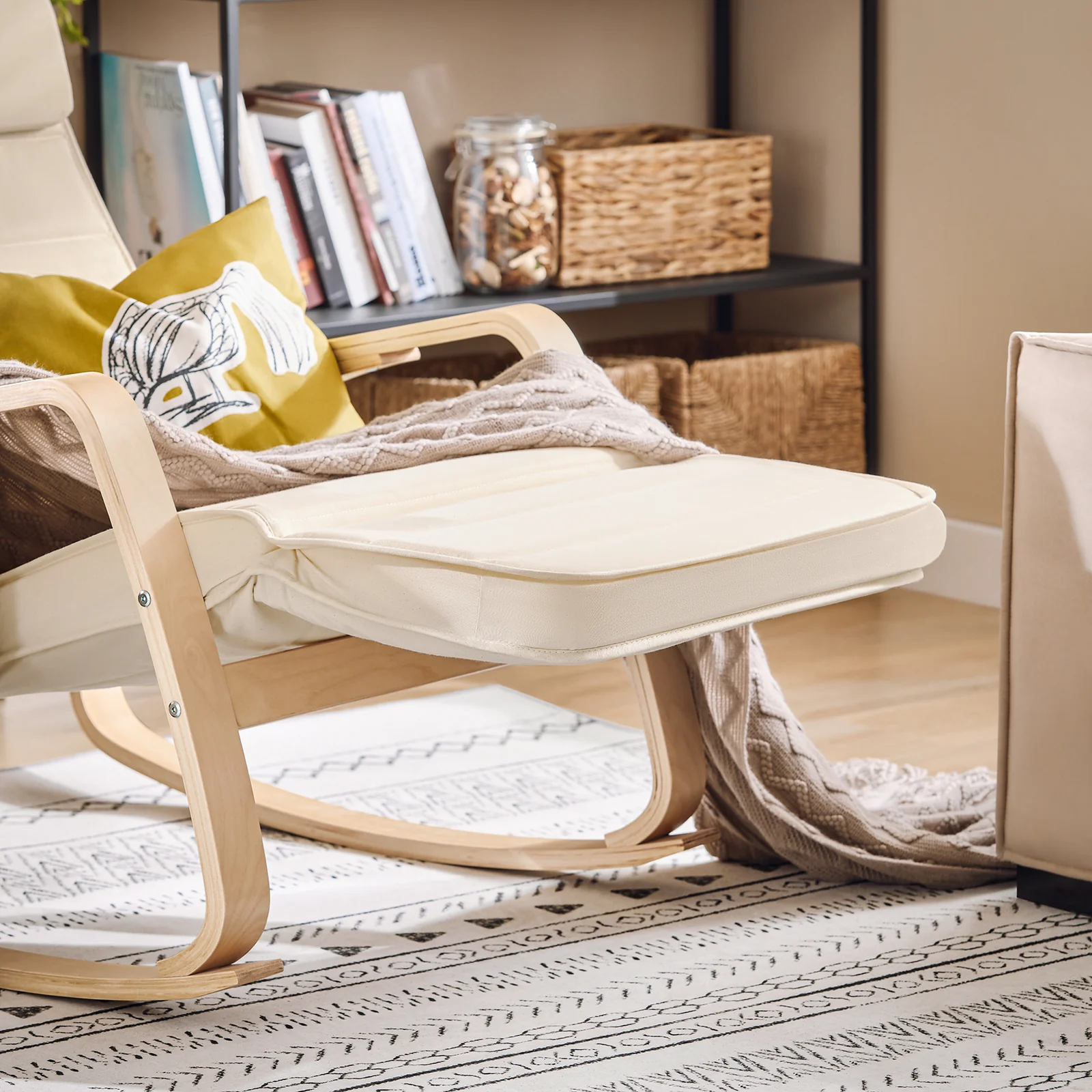 Pre-order SoBuy FST16-W Schommelstoel met Verstelbare Voetensteun | Comfortabel | Verstelbaar - Image 6