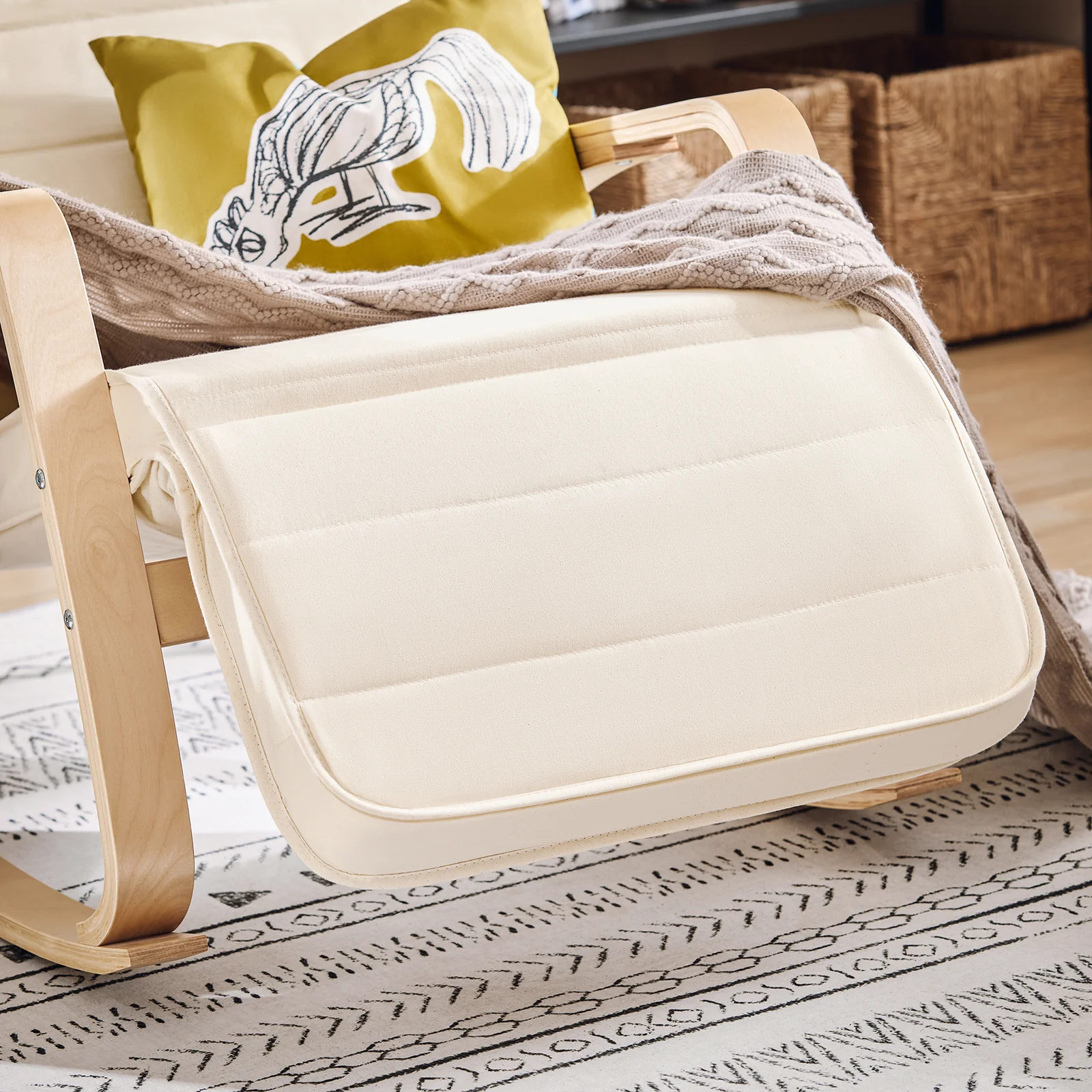 Pre-order SoBuy FST16-W Schommelstoel met Verstelbare Voetensteun | Comfortabel | Verstelbaar - Image 9