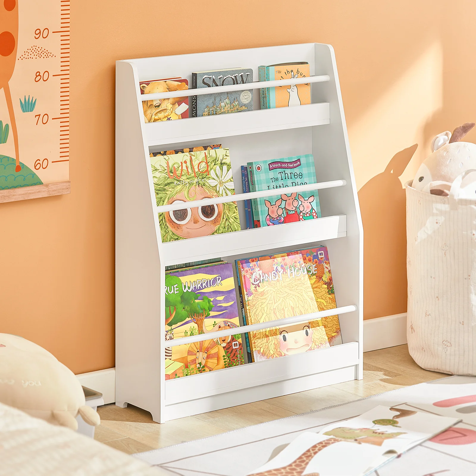 SoBuy KMB45-W Kinderplank, Boekenplank Opbergplank met 4 Planken voor Boeken en Decoratie - Image 4