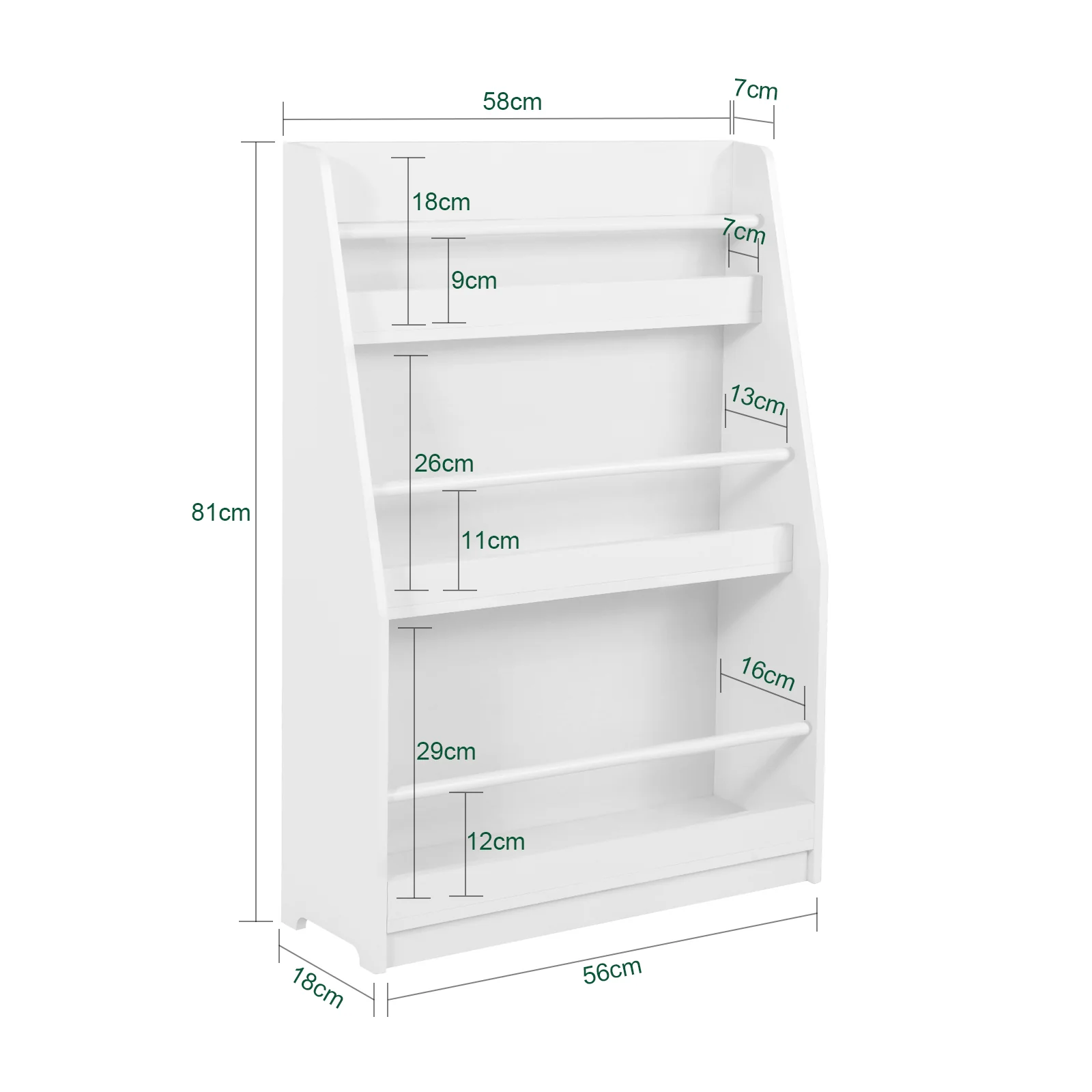SoBuy KMB45-W Kinderplank, Boekenplank Opbergplank met 4 Planken voor Boeken en Decoratie - Image 5