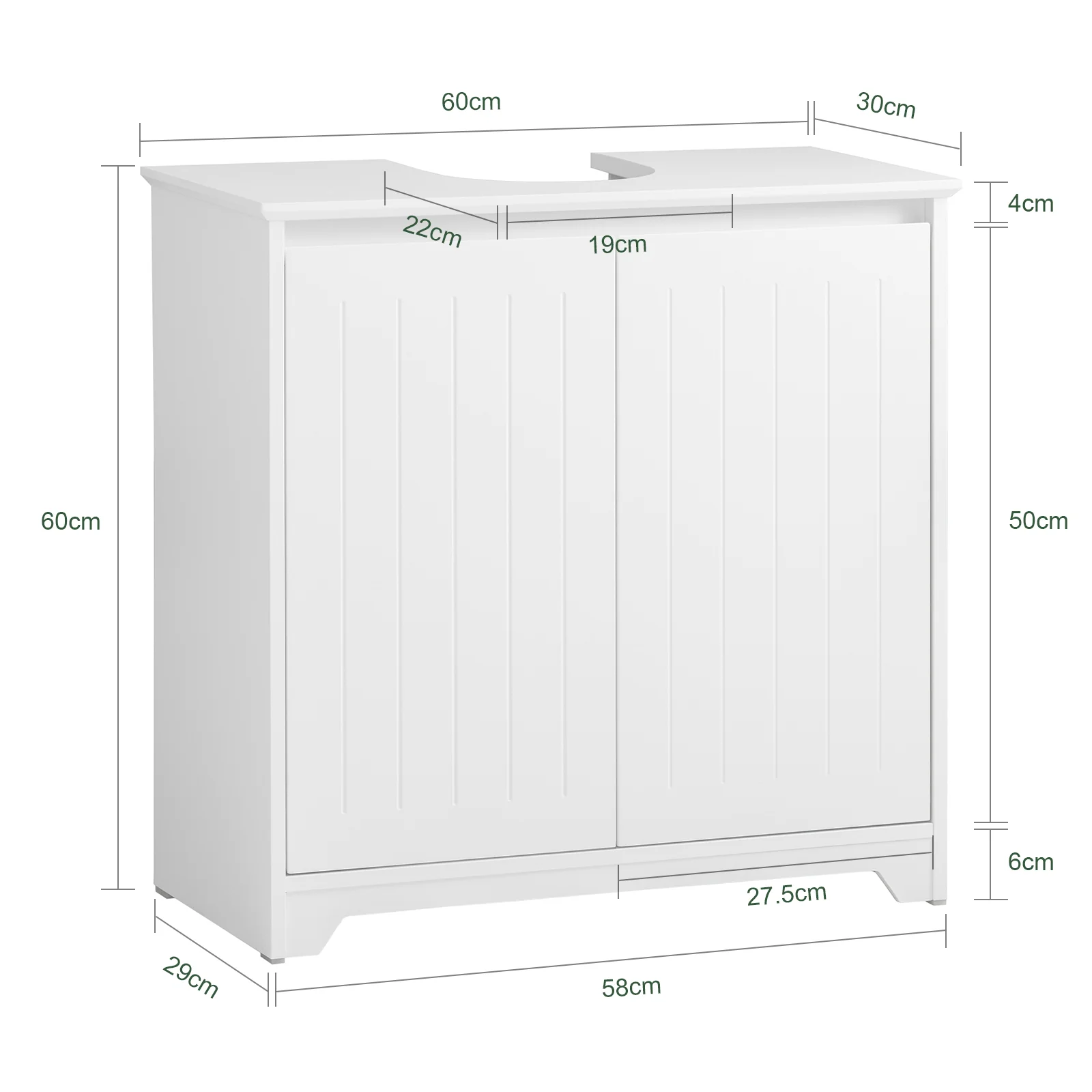 SoBuy BZR108-II-W Wastafel Onderkast - Wastafelmeubel - Badkamerkast - Badkamer Onderkast - Wastafelkast - Image 5