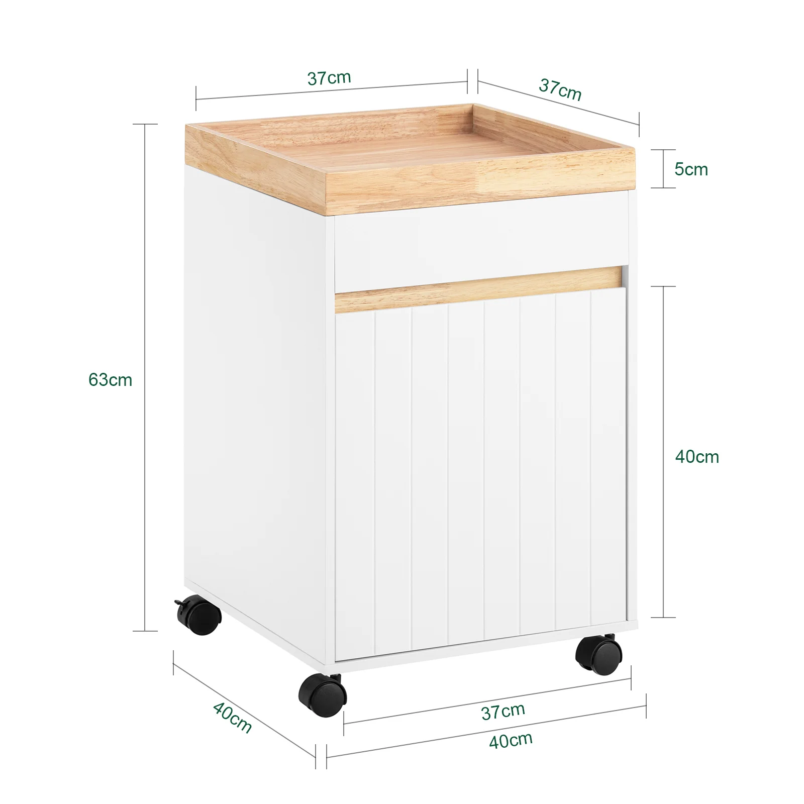 SoBuy ASK03-W Rolcontainer Bureau Trolley Kantoorcontainer Bijzetwagen Bijzettafel Druktafel met Wielen Printer Stand - Image 5