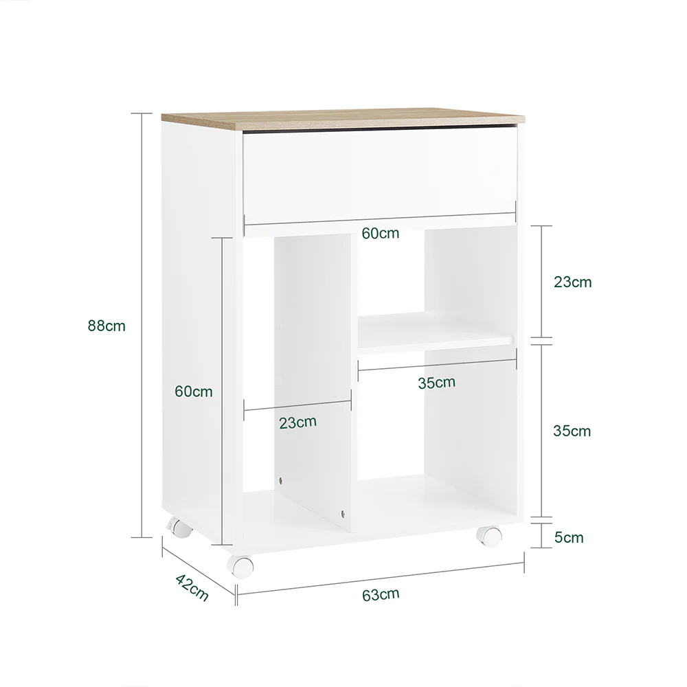 SoBuy ASK10-WN Kantoorlade op wielen, rollende printerstandaard, bureau-organizer - Image 4