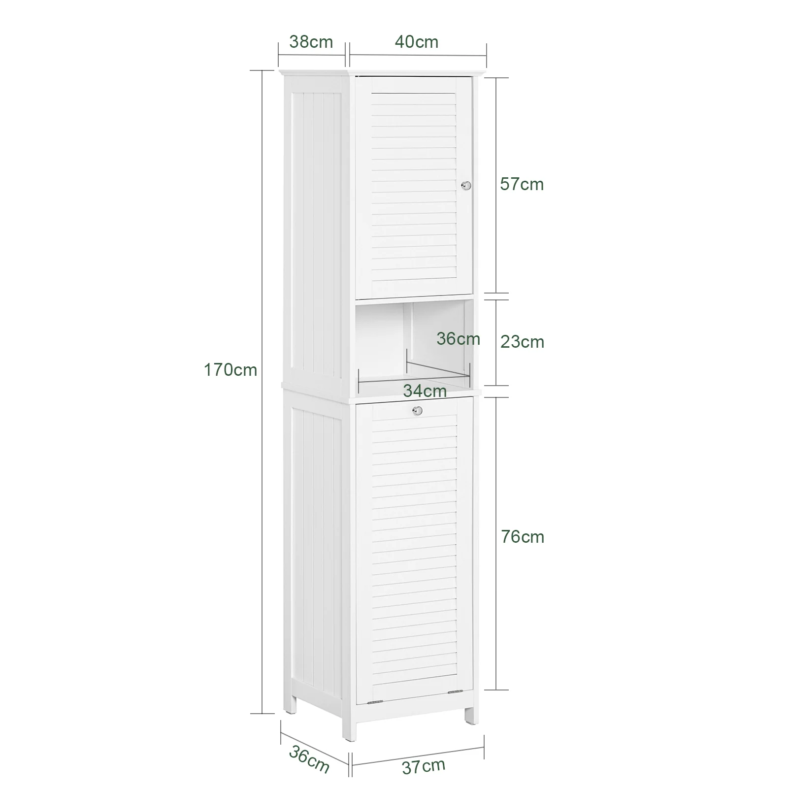 SoBuy BZR124-W Badkamer Kolomkast - Badkamerkast - Hoge Kast - Staande Kolomkast met 1 Deur, 1 Lade en 1 Uitneembare Wasmand - Image 5