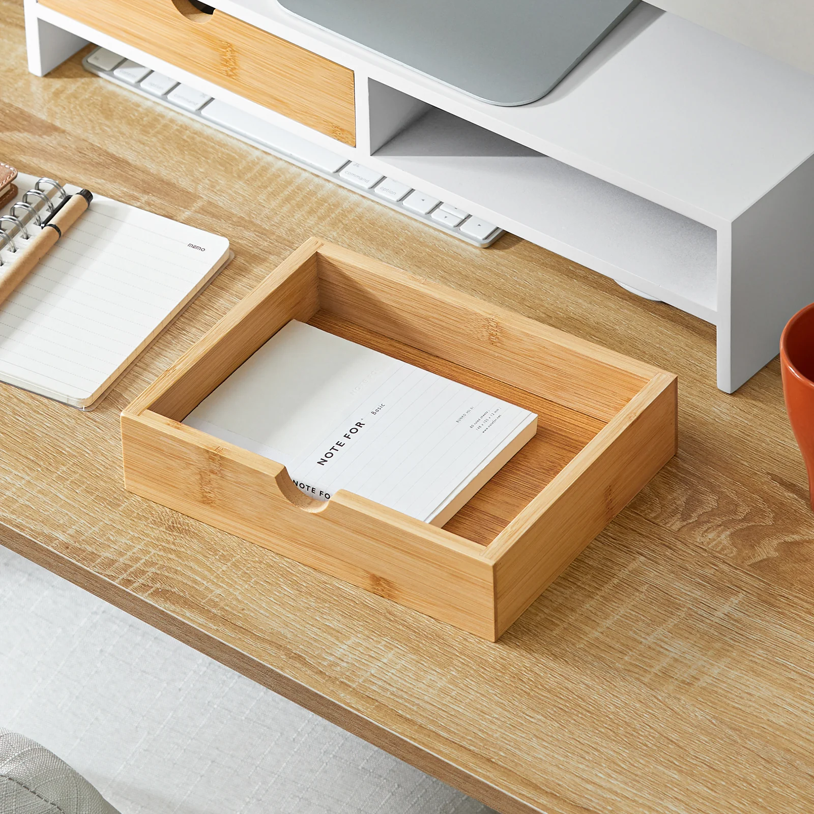 Pre-order SoBuy BBF02-WN Monitorstandaard, monitorverhoging, monitorstandaard met 2 laden - Image 6