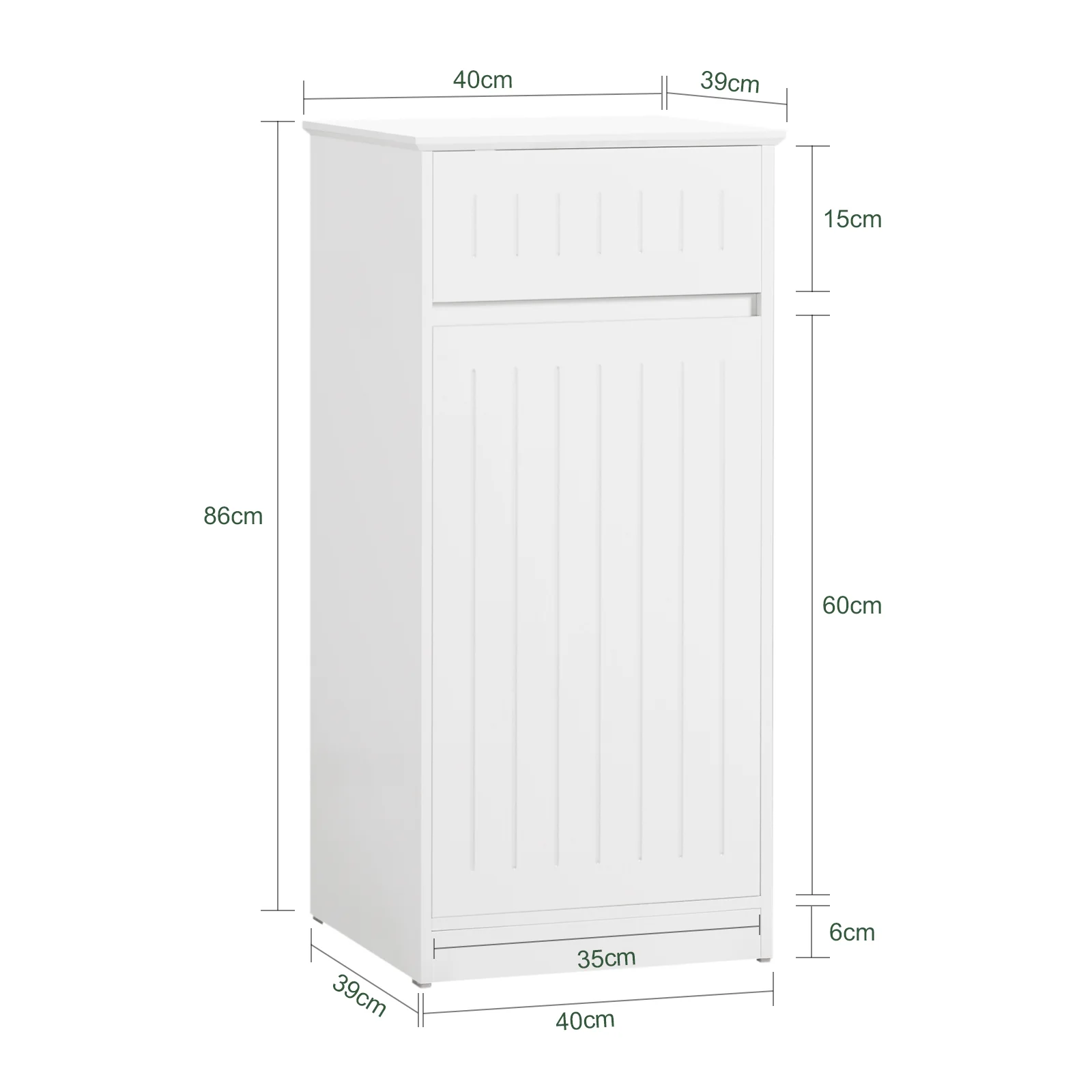 SoBuy BZR110-W Badkamerkast, Kolomkast, Lade Kast, Ladenkast, Waskast, Badkamer Halfhoge Opbergkast - Image 5