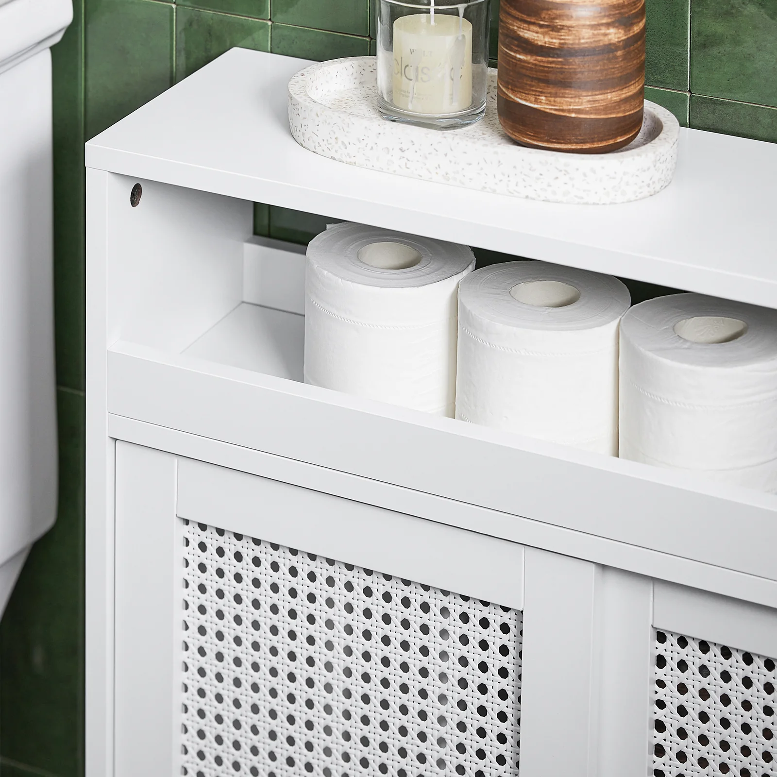 SoBuy BZR119-W Lage Kast, Badkamer Kast, Smalle Badkamerkast, Toiletkast, Toiletpapierhouder - Image 11