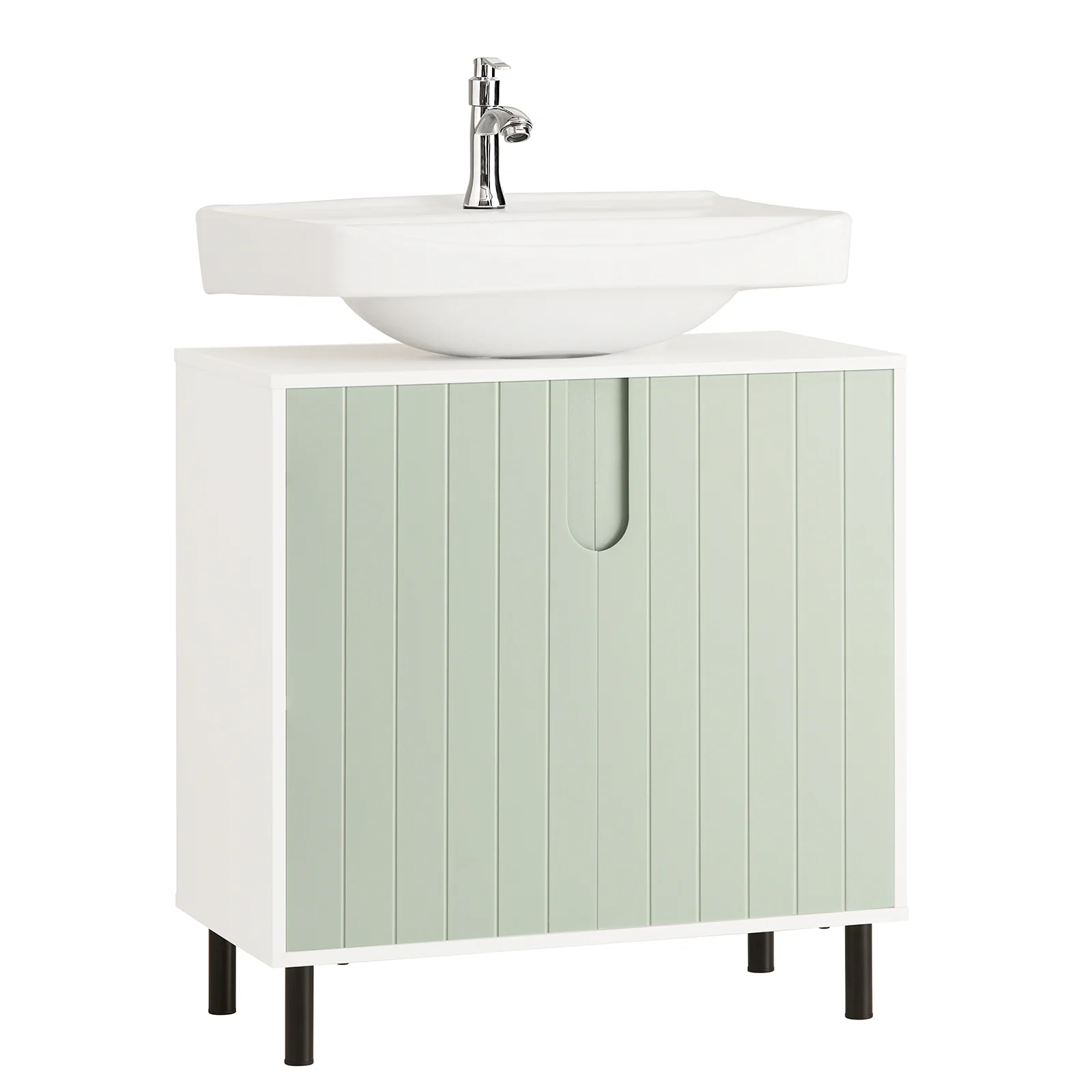 SoBuy BZR139-GR Wastafel Onderkast,Badkamerkast, Badkamer Onderkast, Onder Gootsteenkast, Wastafelkast