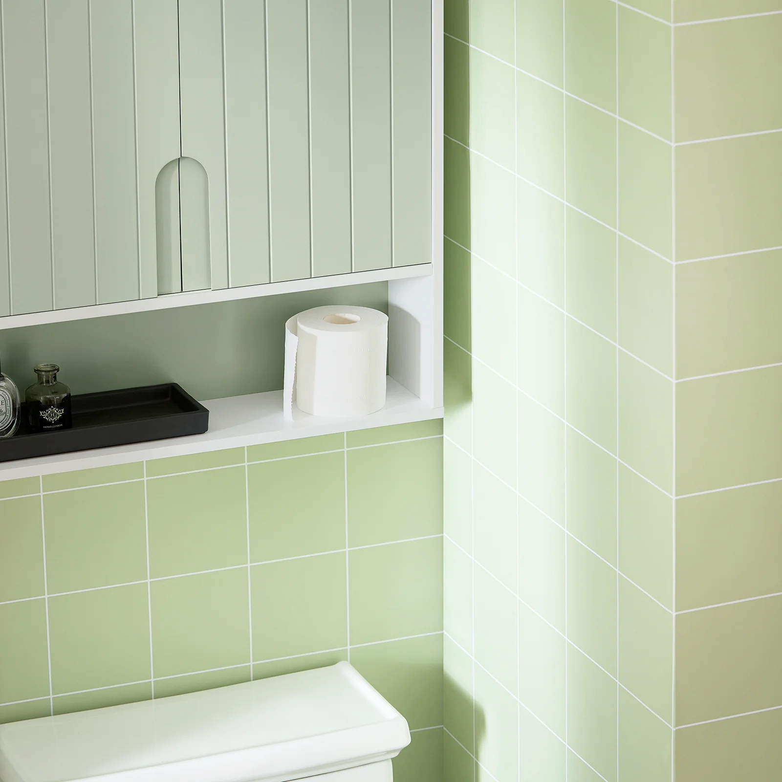 Pre-order SoBuy BZR140-GR Badkamer Hoge Kast, Hangkast, Badkamer Wandkast, Wandplank, Spiegelkast, met 2 Planken - Image 8