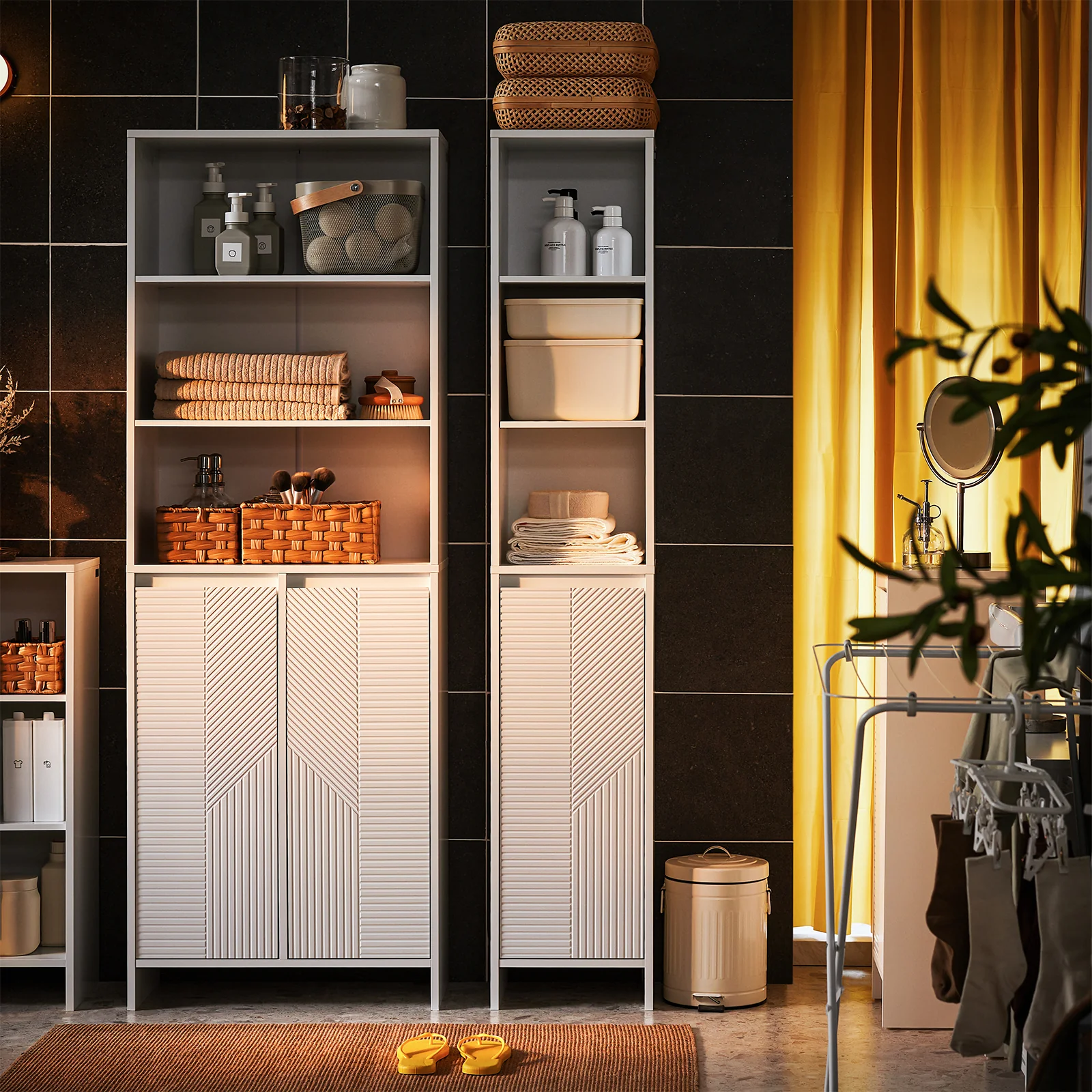 SoBuy BZR158-W Hoge kast, badkamerkast, met waszak, badkamerkast, badkamermeubel, wit, B x D, ca. 30 x 170 x 30 cm - Image 2