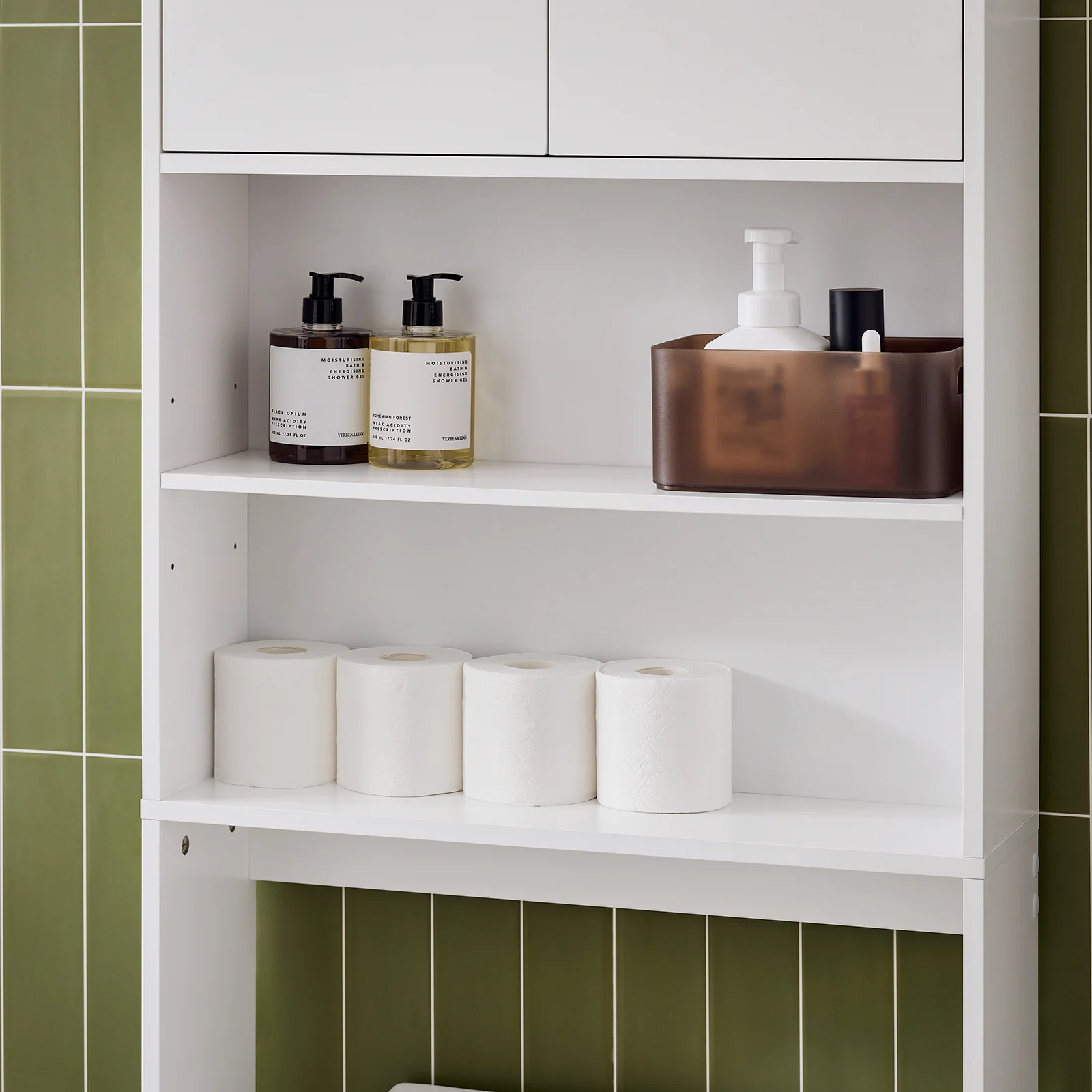 SoBuy BZR165-W Badkamer Meubel Kolomkast Opslag WC Kast met Deuren en 3 Verstelbare Planken, Witte Opbergkast Boven WC of Wasmachine 65x182x20cm - Image 7