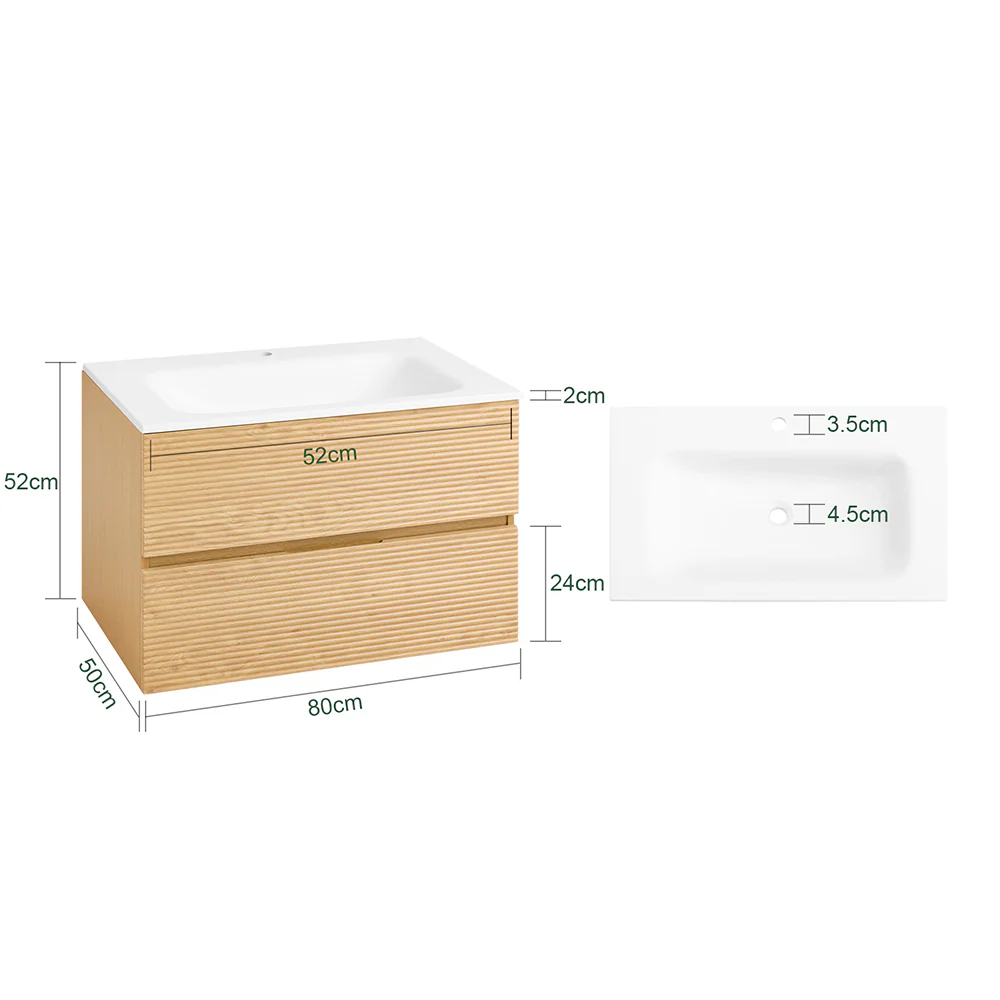 SoBuy BZR198-N Hangkast voor wastafel met spiegel, wastafelmeubel met spiegel, wastafelset met spiegel, handwaskast met spiegel, houtkleur - Image 6
