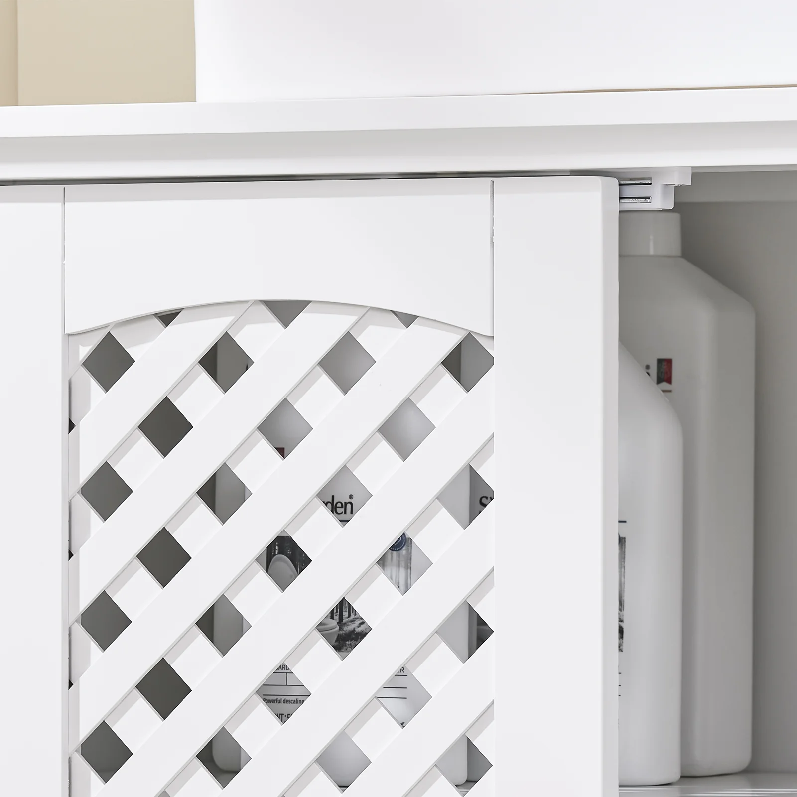 SoBuy BZR210-W Onderkast voor wastafel met 2 deuren en open nis – wastafelkast van MDF E1, verstelbaar rek, belasting 42 kg – badkamerkast 80 x 31,5 x 60,5 cm - Image 11