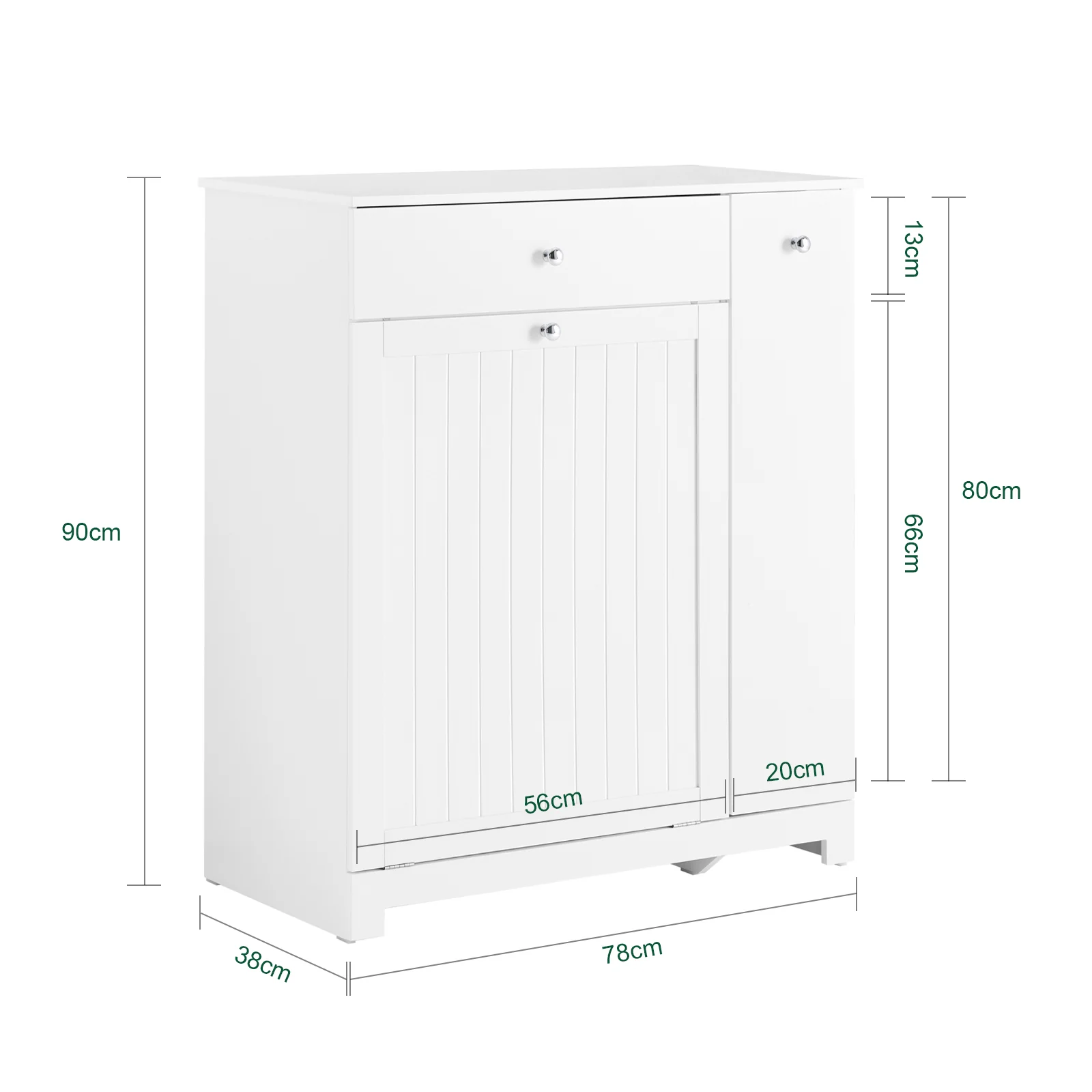 Pre-order SoBuy BZR214-W Badkamermeubel met wasmand, opbergzuil met 1 lade en schuifvak, waterdichte badkamerkast 78 x 38 x 90,3 cm, ideaal voor toilet, wastafel, toilet - Image 4