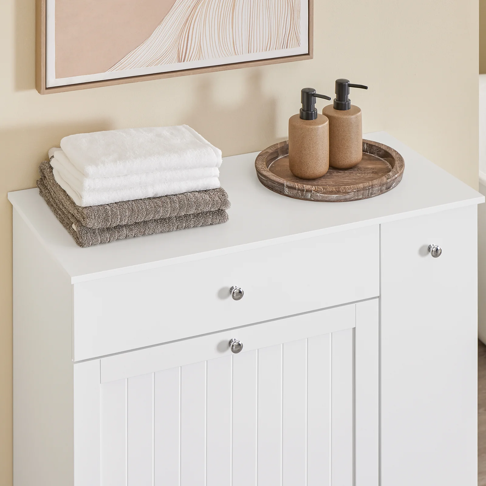 Pre-order SoBuy BZR214-W Badkamermeubel met wasmand, opbergzuil met 1 lade en schuifvak, waterdichte badkamerkast 78 x 38 x 90,3 cm, ideaal voor toilet, wastafel, toilet - Image 9