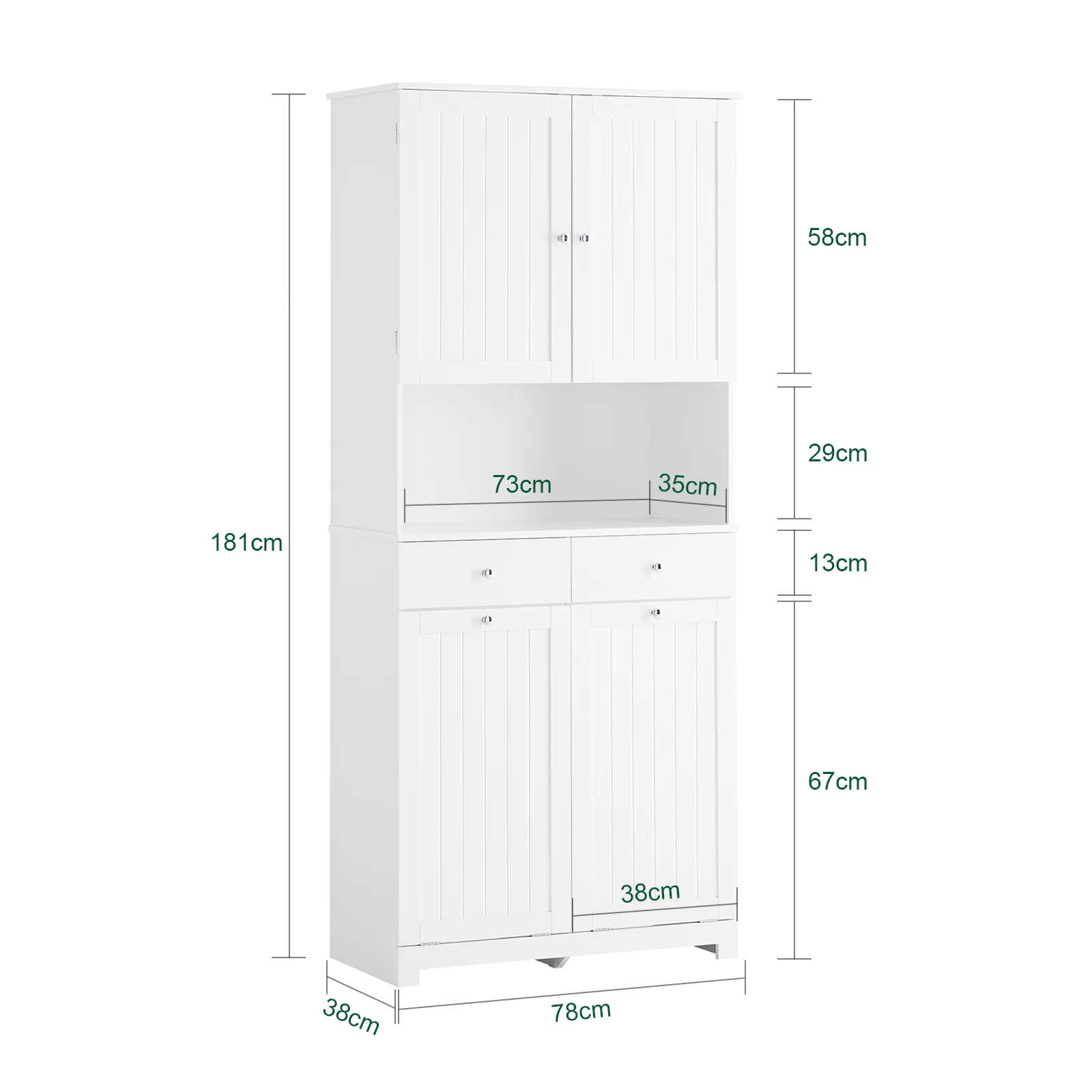 SoBuy BZR215-W Badkamerzuil met 2 wasmanden en 2 laden, badkamerkast, hoog, 78 x 38 x 181 cm, gesloten kast met open plank, opbergkast, ruimtebesparend, voor toilet - Image 5