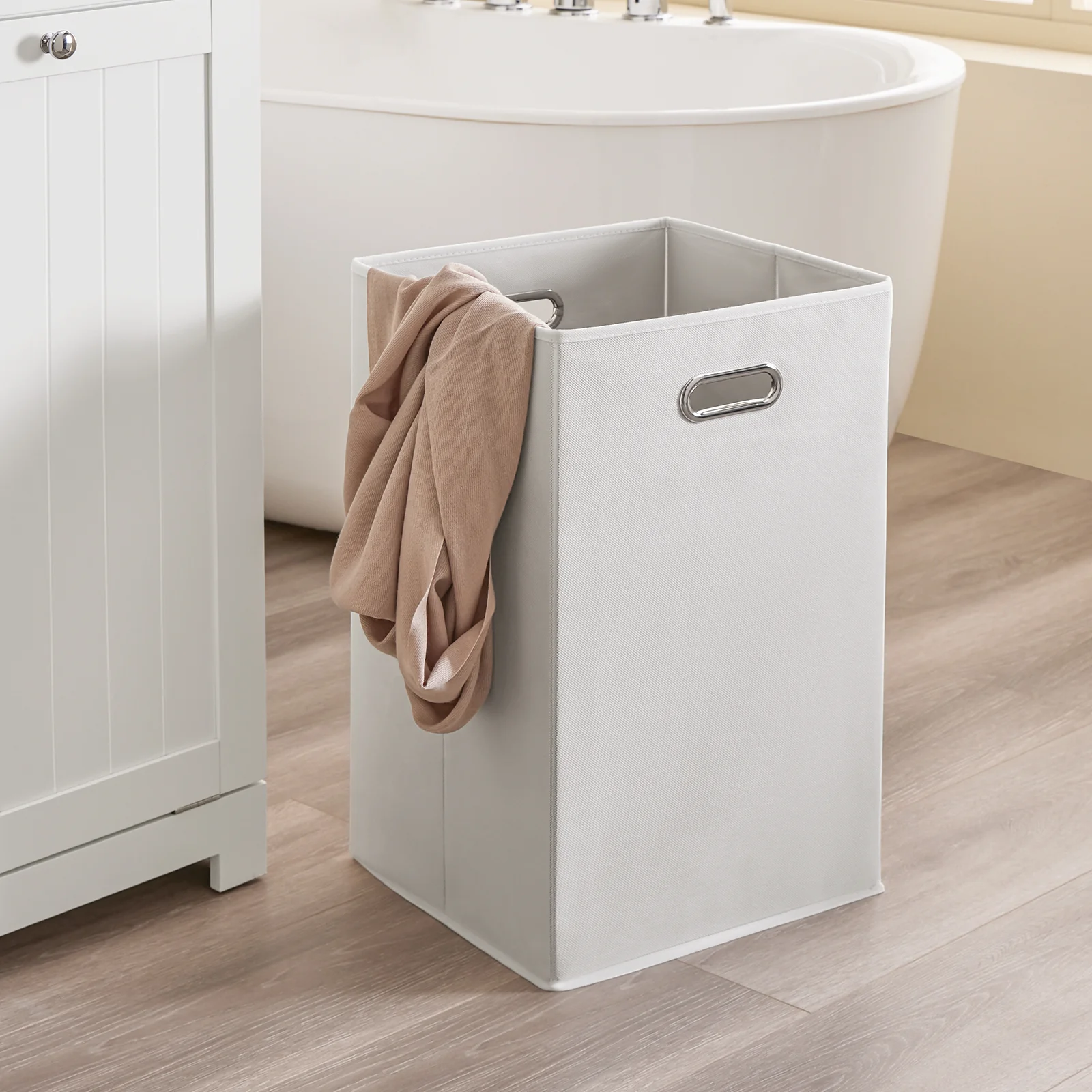 SoBuy BZR216-W Badkamerzuil met wasmand, badkamermeubel, 40 x 38 x 180 cm, met lade en verstelbare plank, kleine opbergkast, ruimtebesparend, ideaal voor toilet, toilet - Image 13