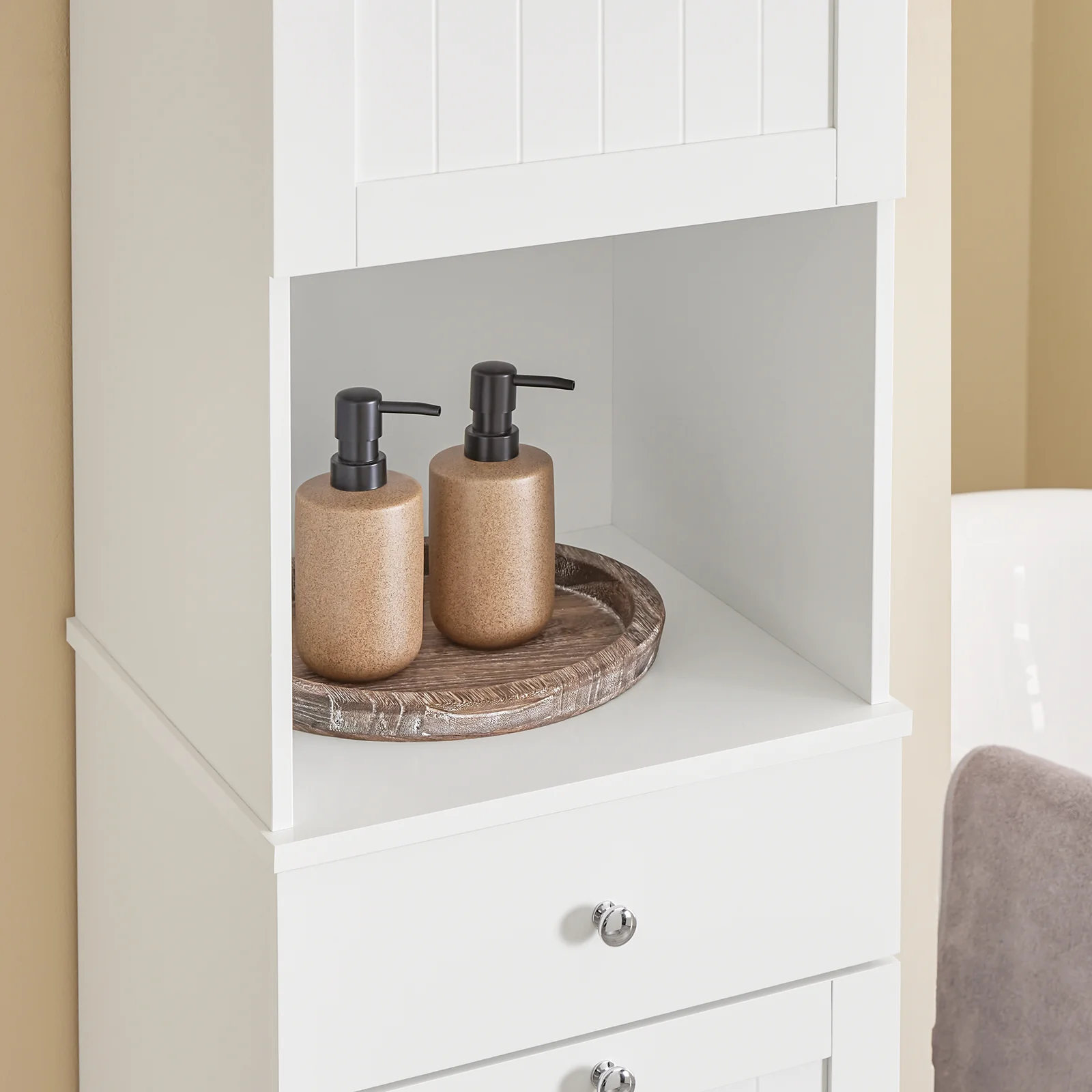 SoBuy BZR216-W Badkamerzuil met wasmand, badkamermeubel, 40 x 38 x 180 cm, met lade en verstelbare plank, kleine opbergkast, ruimtebesparend, ideaal voor toilet, toilet - Image 9