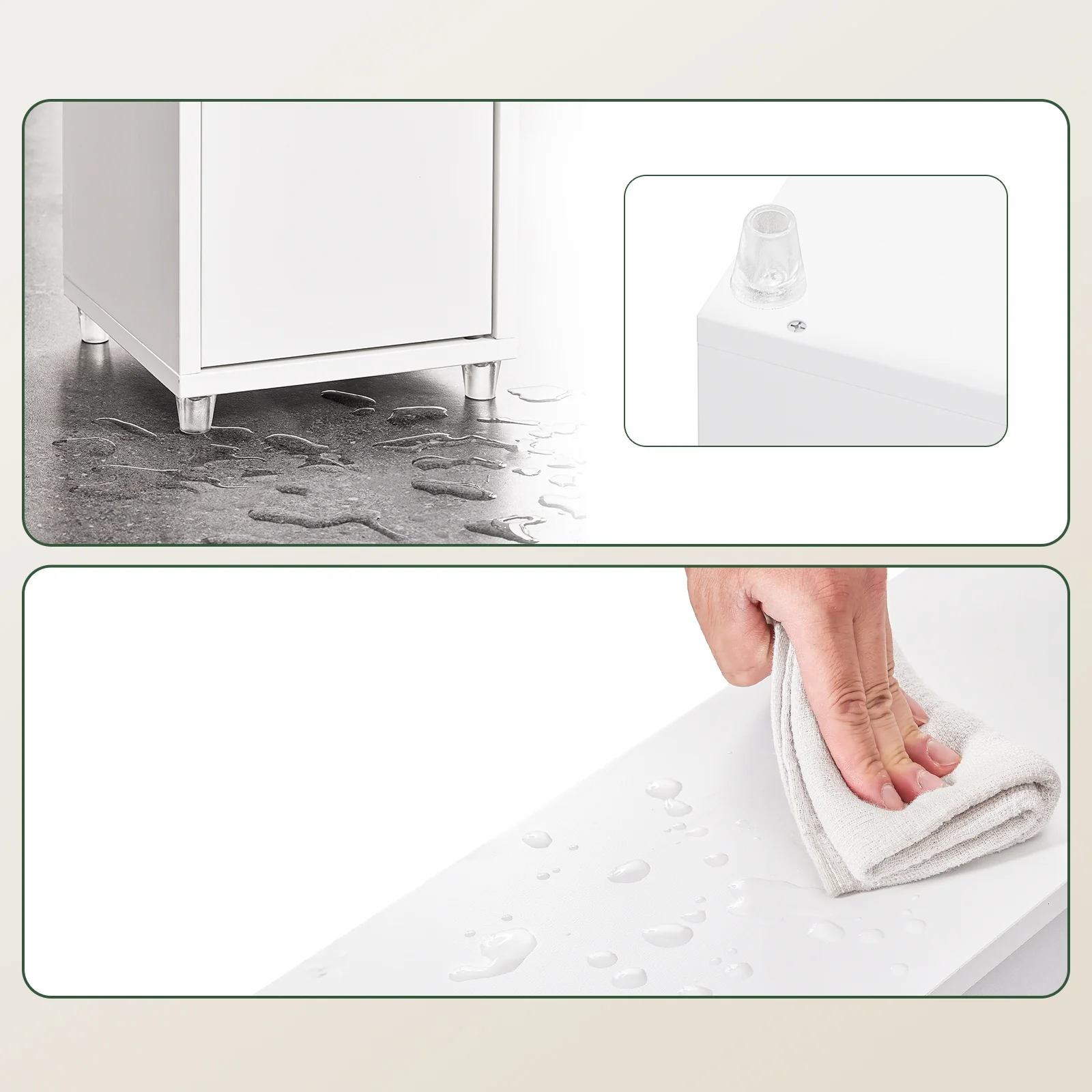 SoBuy BZR34-II-W Hoge Badkamerkast - Vrijstaande Smalle Badkamerkast, Waterbestendig met Verstelbare Planken en Lade - Compacte Badkamermeubel van Hout, Wit, B20 x D20 x H180cm - Image 9