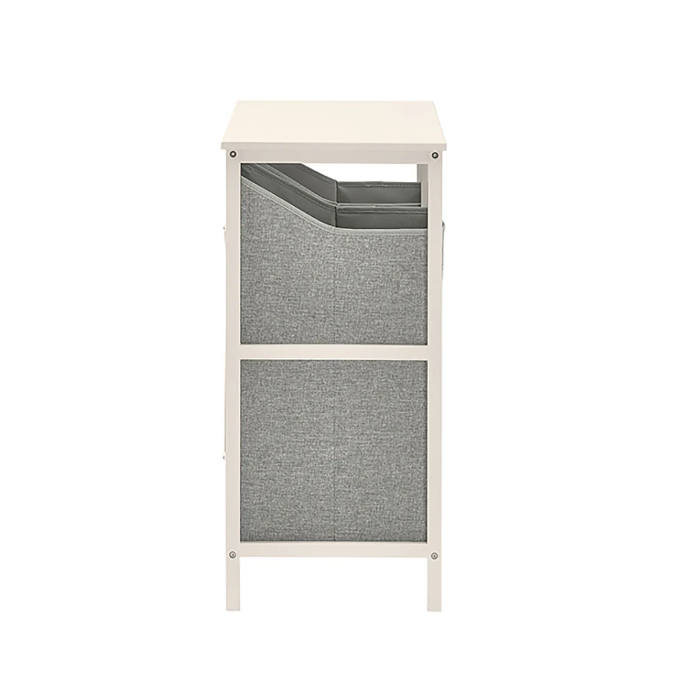 SoBuy BZR57-W Wasmand - met Legplank - 2 Compartimenten - 2 Verwijderbare Waszakken - Image 12