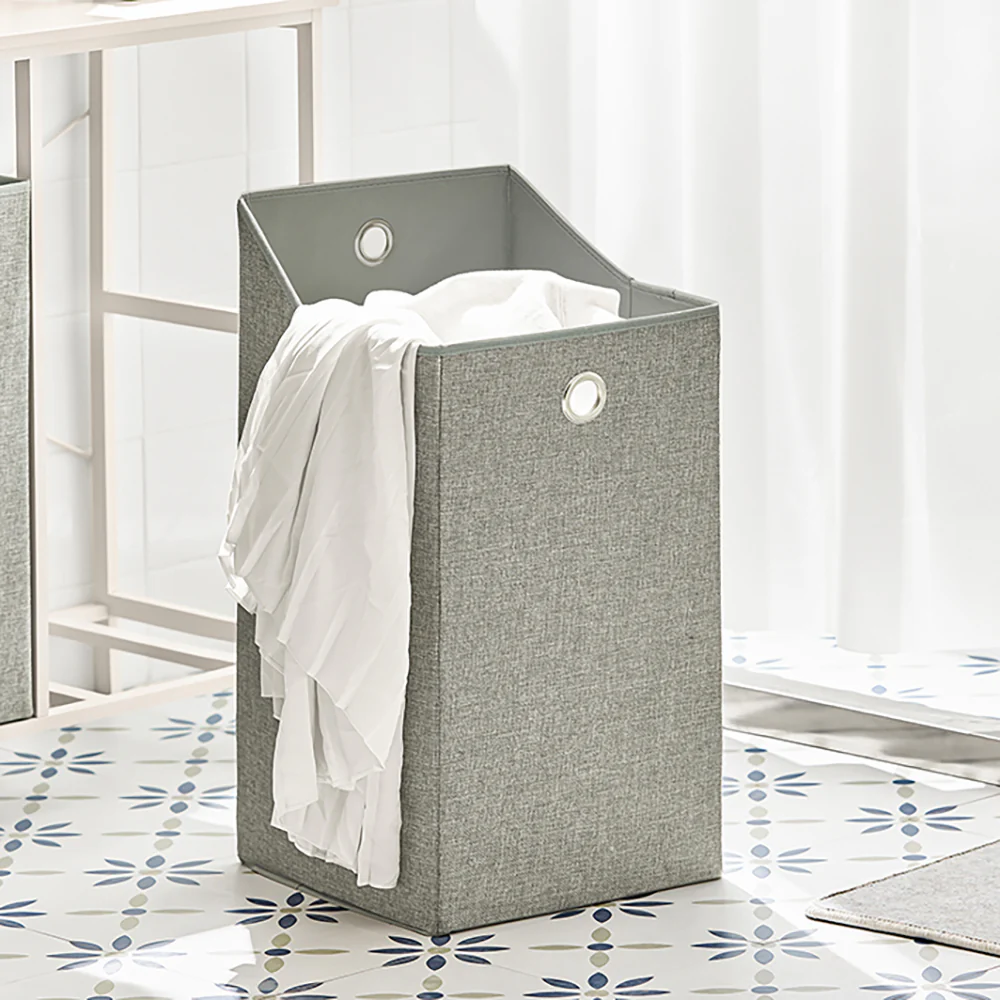 SoBuy BZR57-W Wasmand - met Legplank - 2 Compartimenten - 2 Verwijderbare Waszakken - Image 7