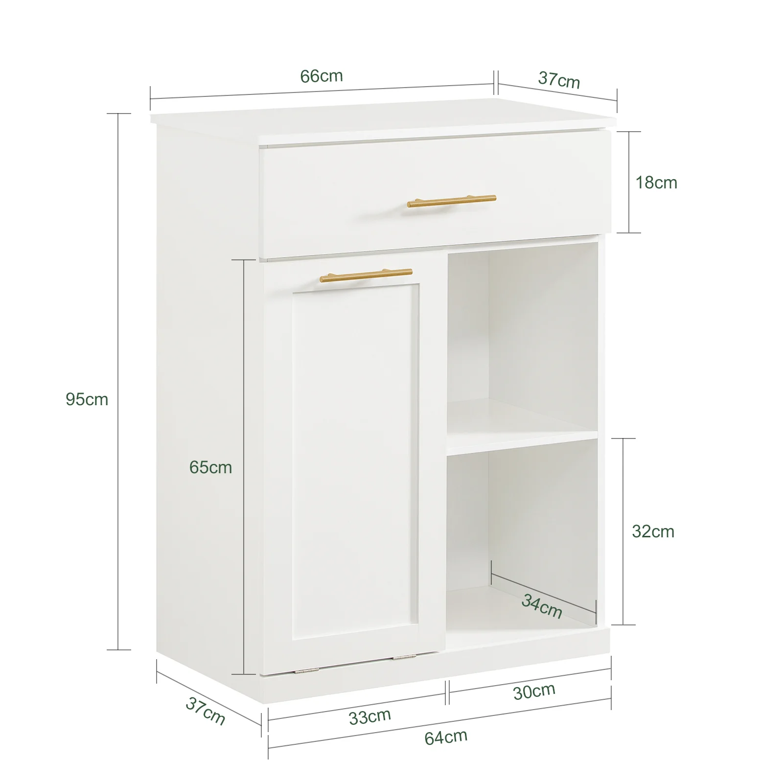 SoBuy BZR66-W Badkamerkast met Kantelbare Wasmand, Badkamermeubel met Waskast, Lage Kast, Staande Kast - Image 5