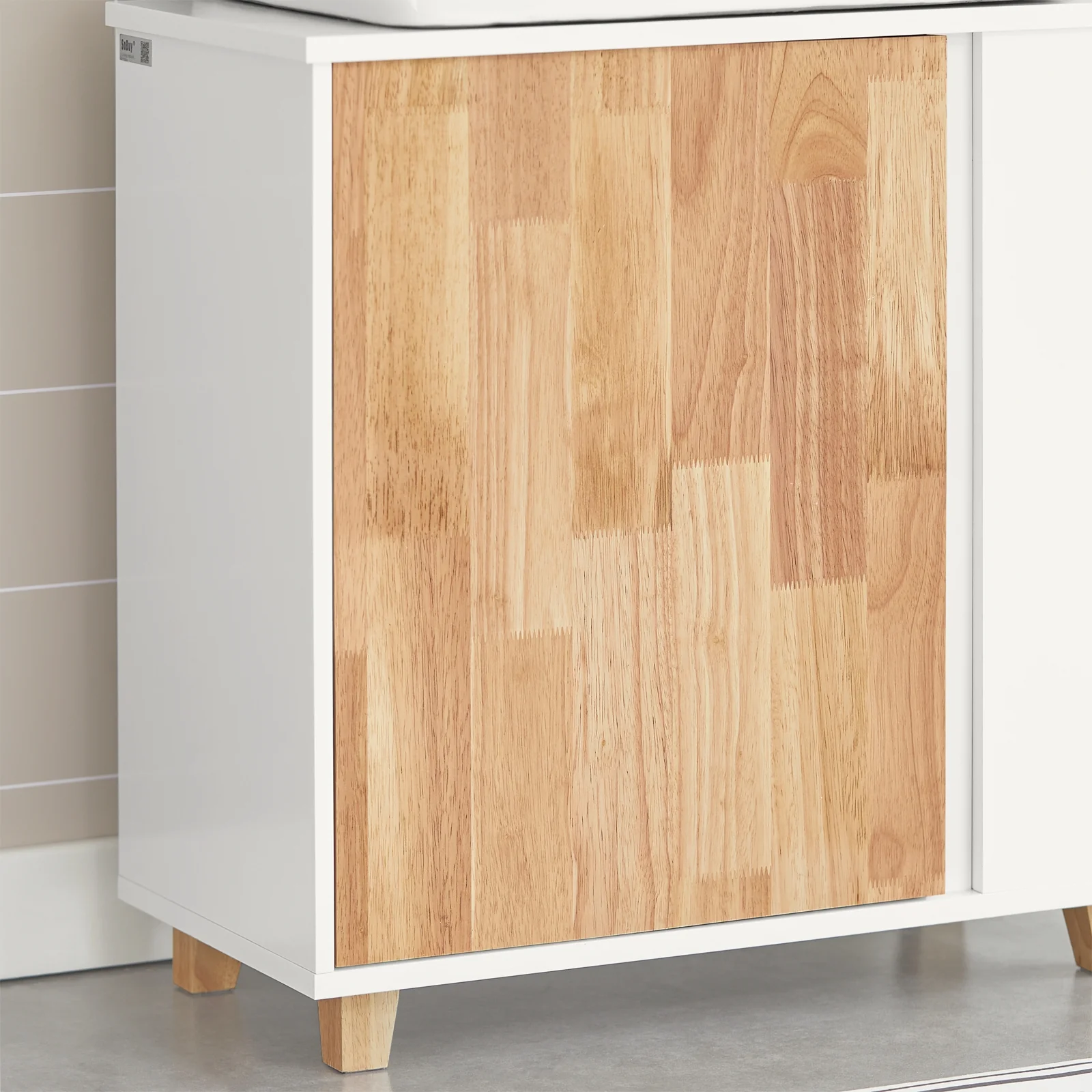 SoBuy BZR75-W Wastafel Onderkast - Wastafelmeubel - Badkamerkast - Badkamer Onderkast Wastafelkast met Deur en 2 Zijvakken - Image 12