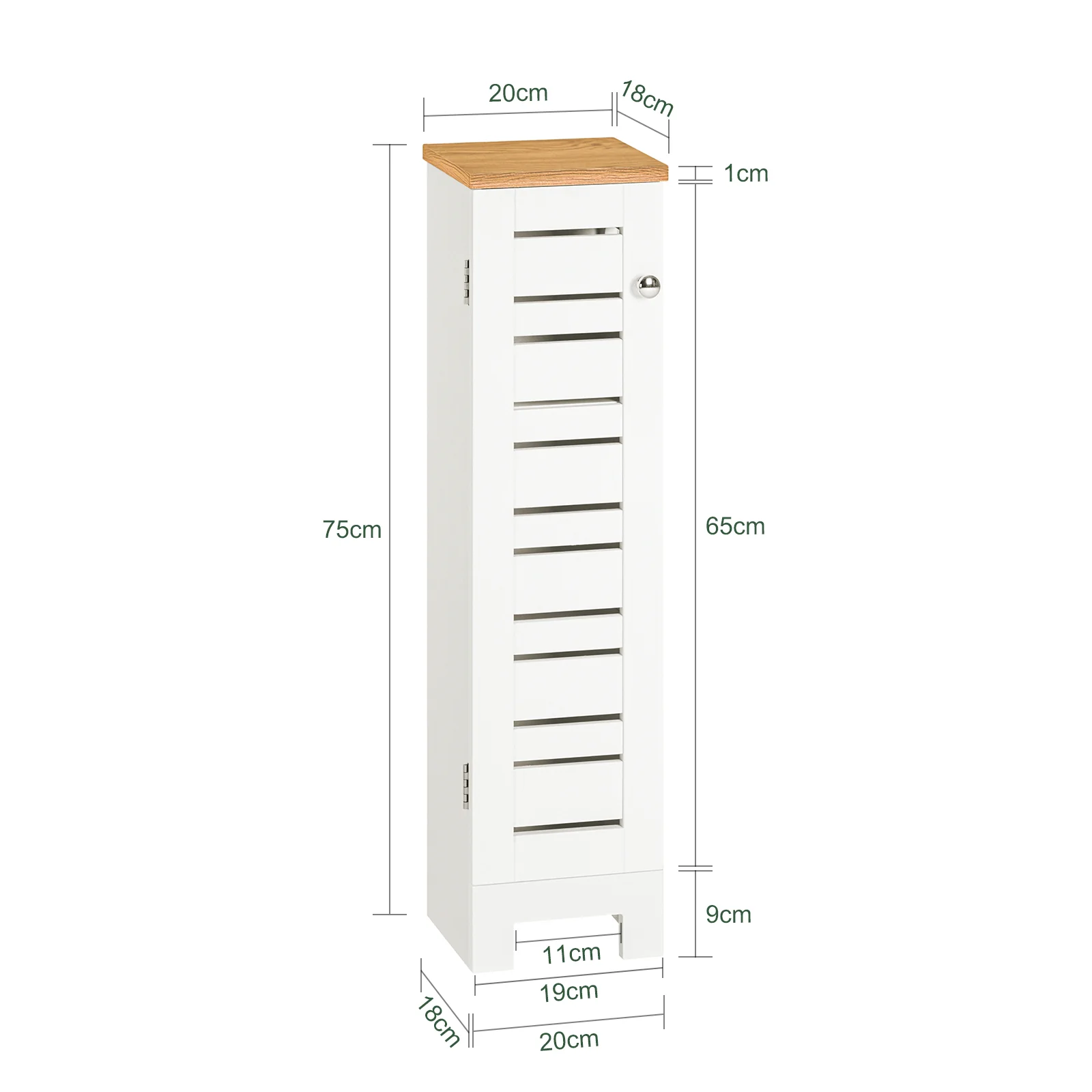 SoBuy BZR85-W Badkamer Kast, Staande Badkamerkast, Lage kast, Toiletrolhouder, Toiletkast, Smalle Opbergkast - Image 5