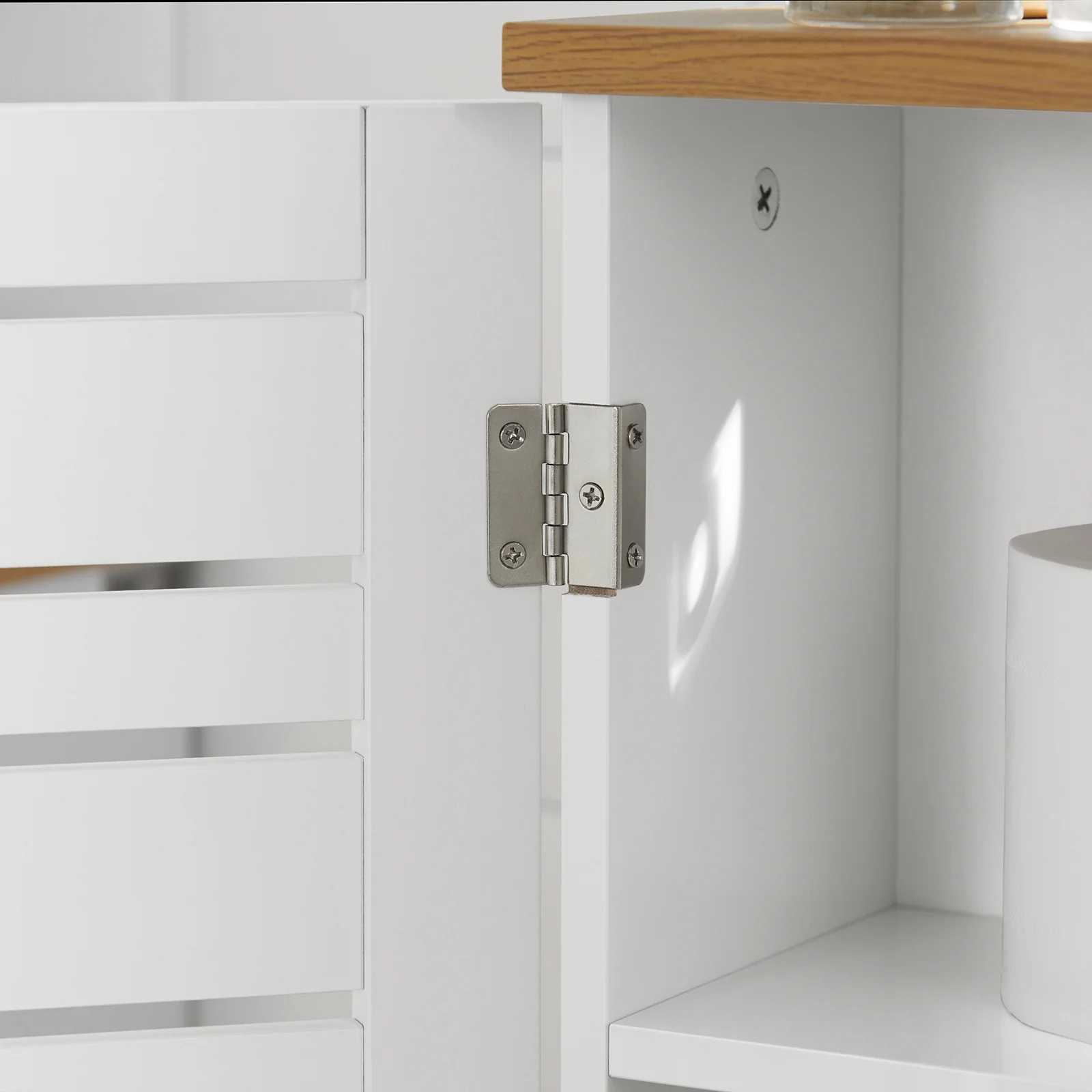 SoBuy BZR85-W Badkamer Kast, Staande Badkamerkast, Lage kast, Toiletrolhouder, Toiletkast, Smalle Opbergkast - Image 9