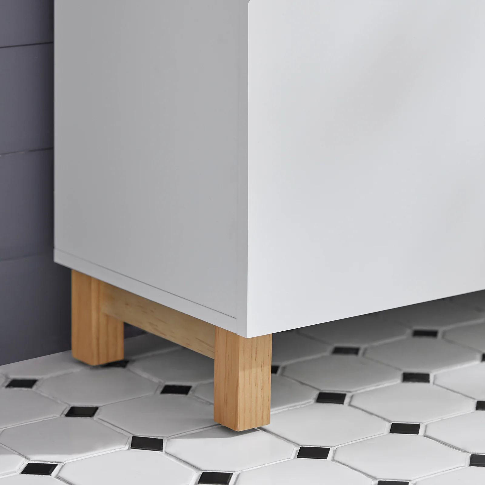 SoBuy BZR92-W Wastafel Onderkast - Wastafelmeubel - Badkamerkast - Badkamer Onderkast - Wastafelkast met 2 Deur voor Badkamer - Image 11