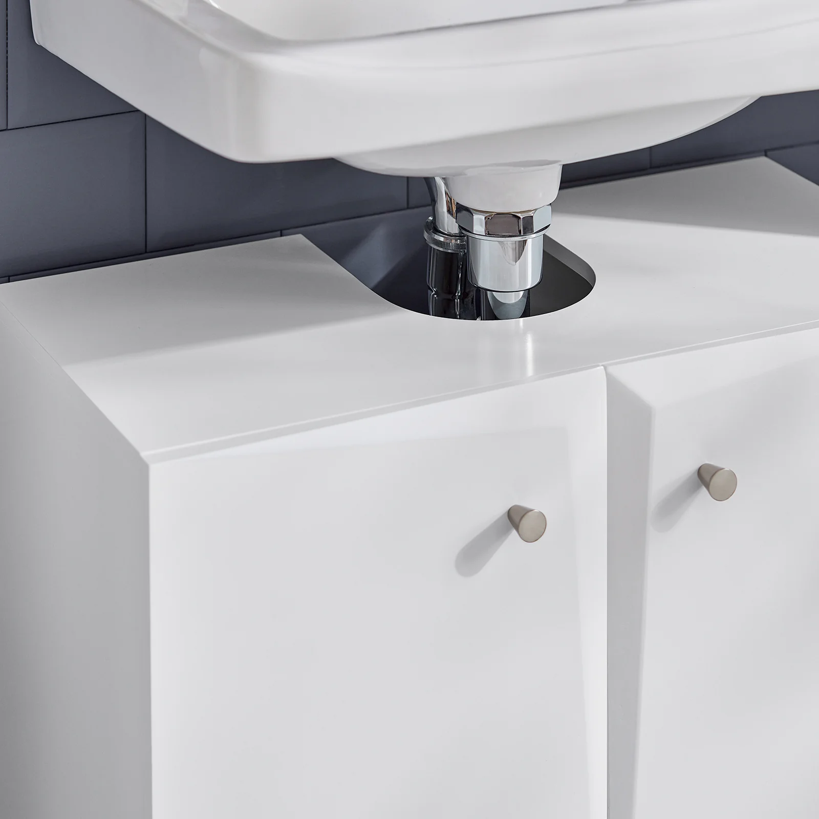 SoBuy BZR92-W Wastafel Onderkast - Wastafelmeubel - Badkamerkast - Badkamer Onderkast - Wastafelkast met 2 Deur voor Badkamer - Image 9