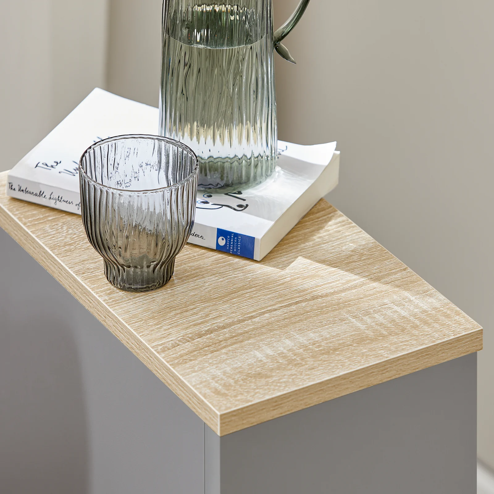 SoBuy FBT111-HGx2 Smalle Nachtkastje Set van 2 - Elegante Bijzettafel met Lade en Plank - Nachtkastje voor Slaapkamer of Woonkamer - Grijs L 20 x B 35 x H 60 cm - Image 9