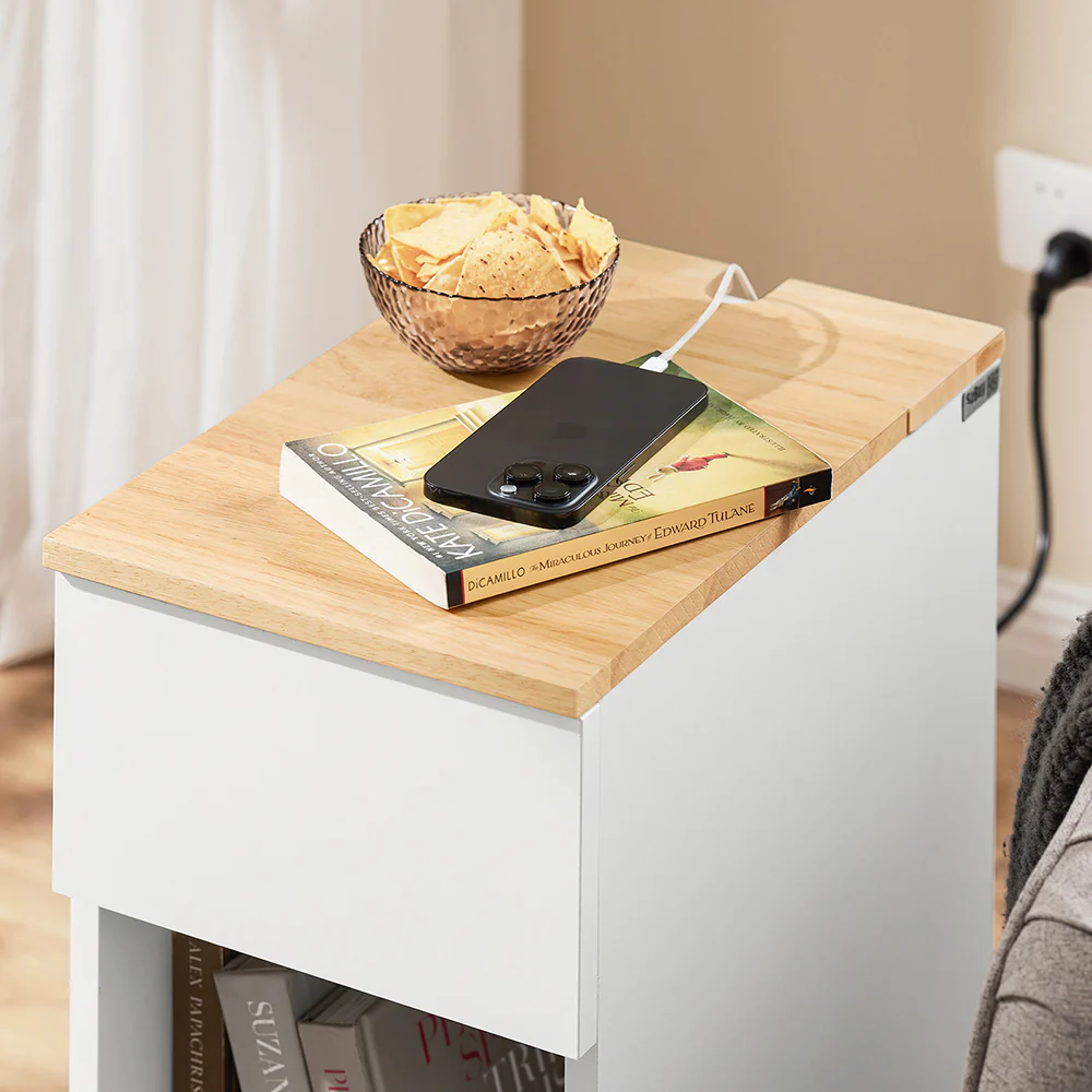 SoBuy FBT111-II-WN Smalle en Dunne Nachtkastje met Lade en Plank - Nachtkastje - Opslag voor Slaapkamer of Woonkamer Wit L 25 x D 40 x H 60 cm - Image 10