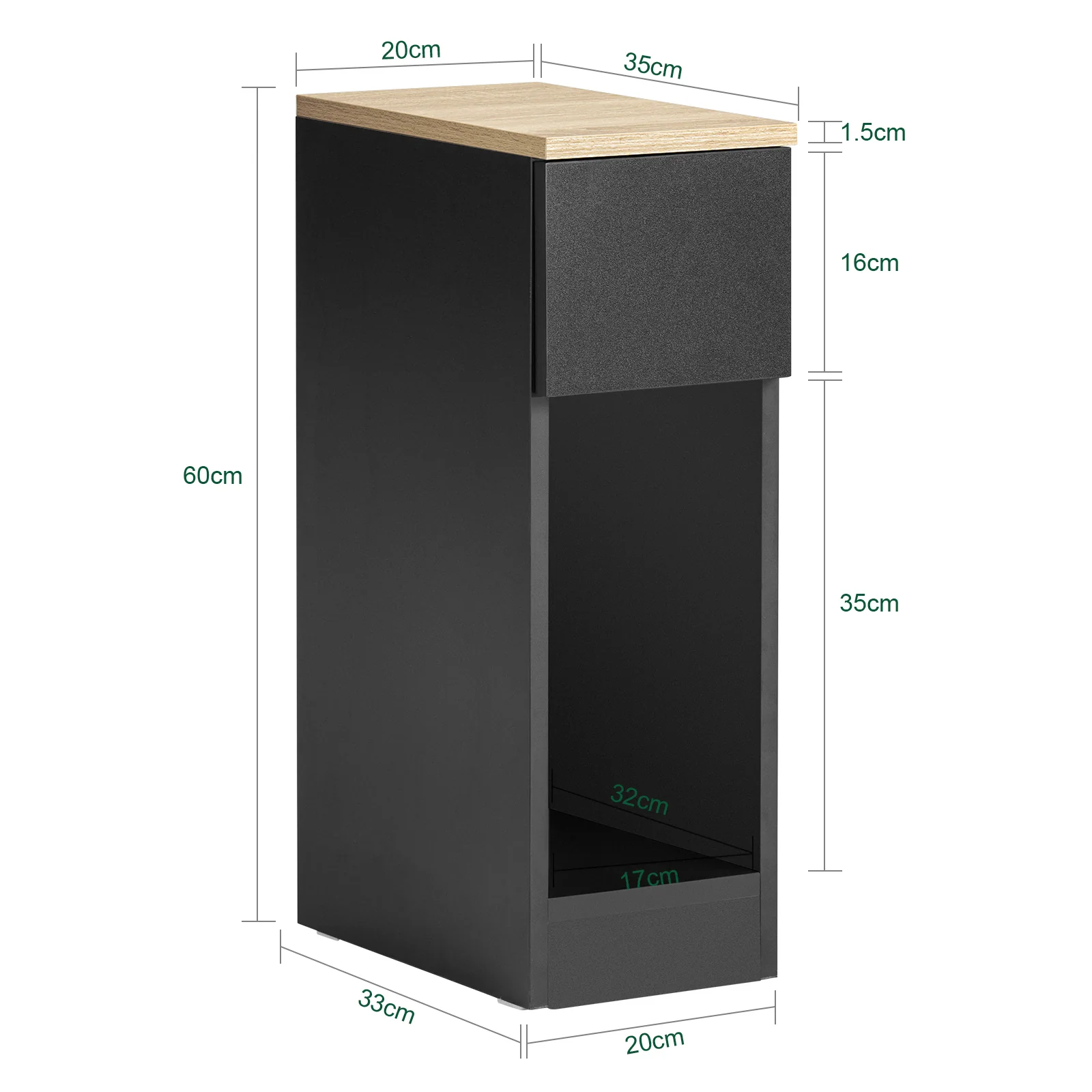 SoBuy FBT111-SCH Smalle Nachtkastje / Bijzettafel met Lade – Modern & Ruimtebesparend - Image 5