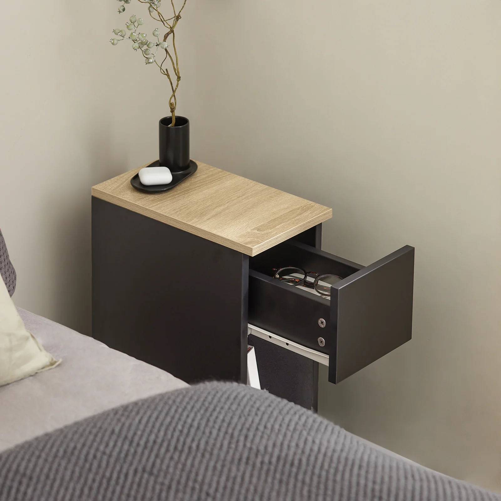 SoBuy FBT111-SCH Smalle Nachtkastje / Bijzettafel met Lade – Modern & Ruimtebesparend - Image 7