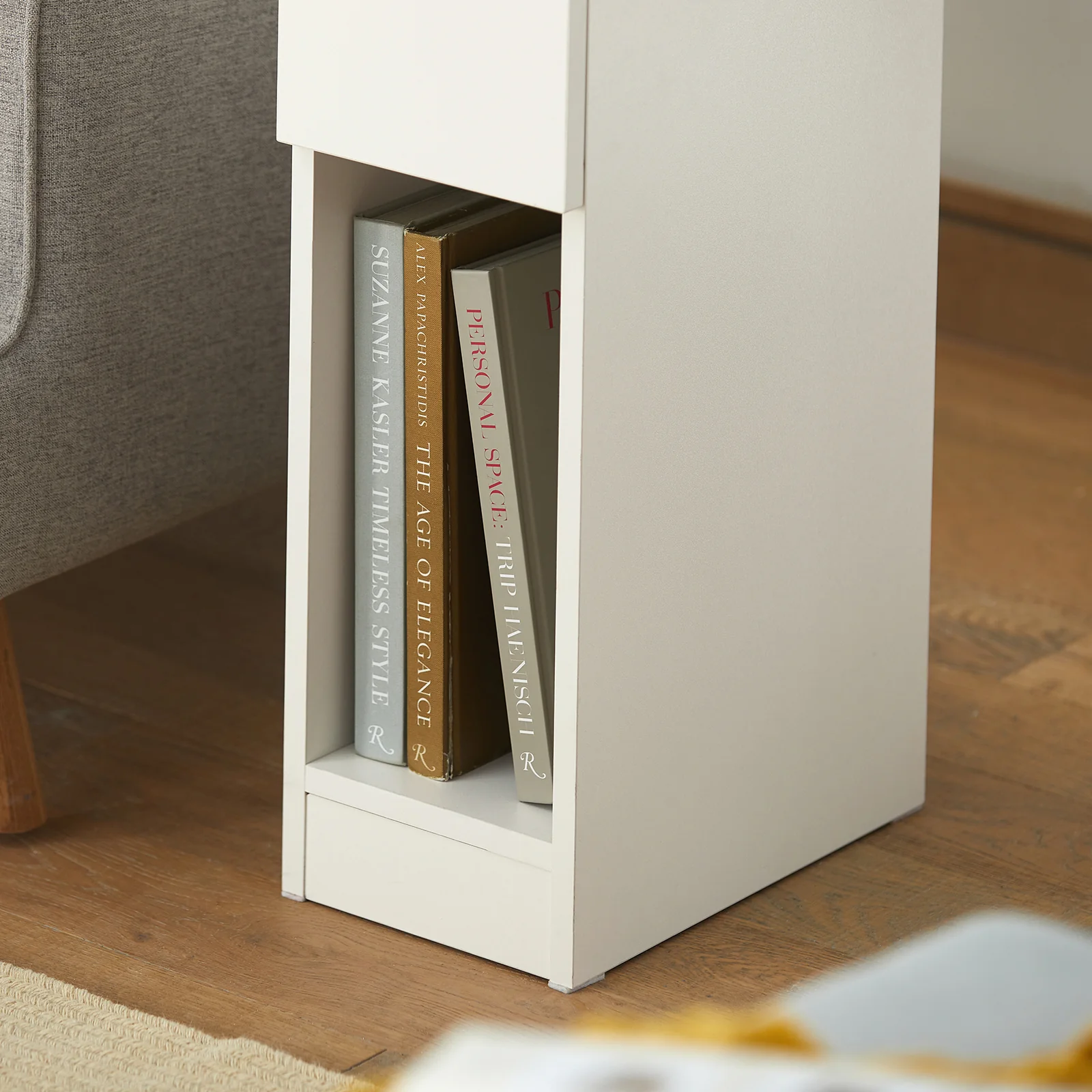 SoBuy FBT111-WNx2 Smal Nachtkastje Set van 2 met Lade en Plank, Moderne Bijzettafel voor Woonkamer of Slaapkamer, Witte Kleur, L 20 x B 35 x H 60 cm - Image 13