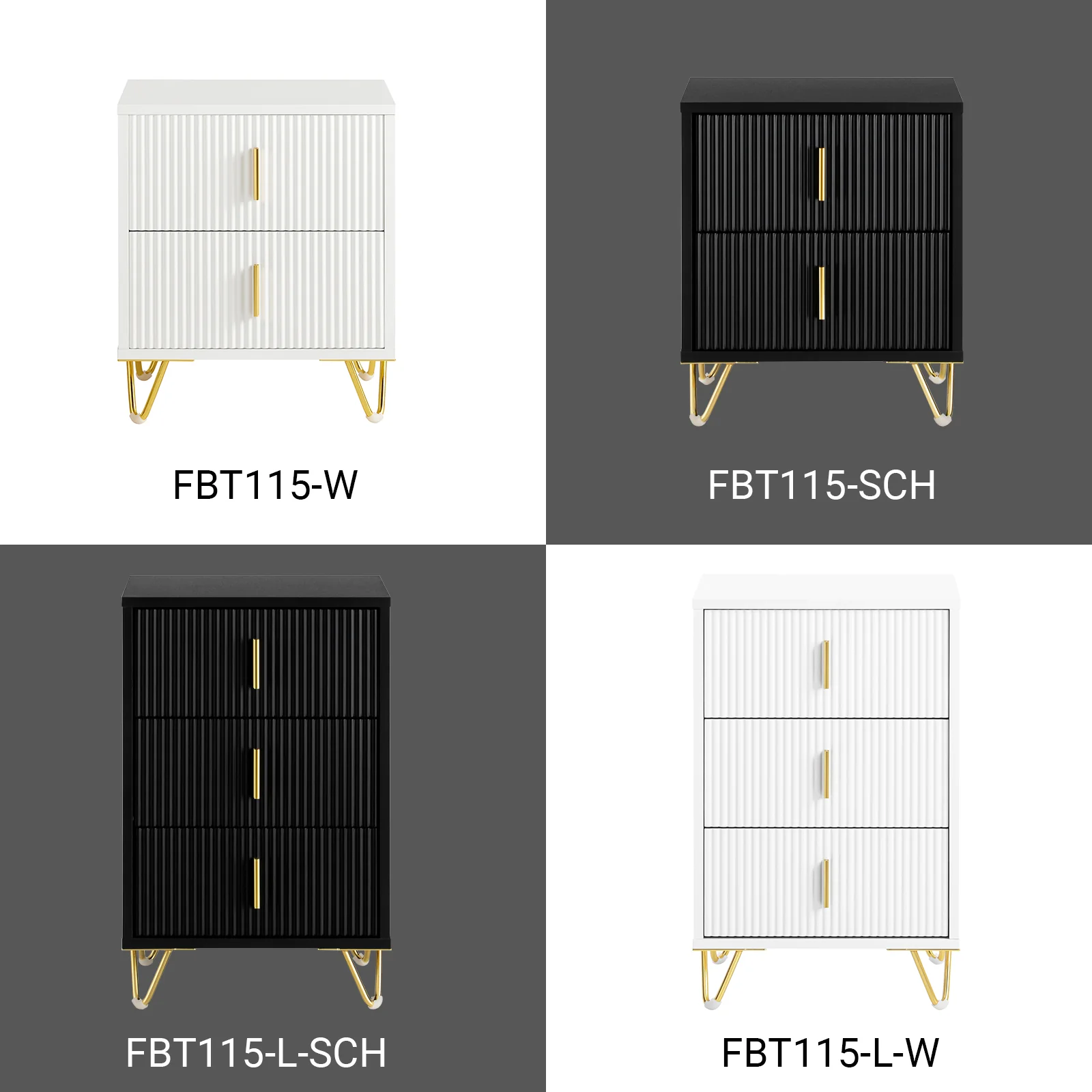 SoBuy FBT115-L-W Nachtkastje met 3 Schuifladen - Bijzettafel - Sofa Bijzettafel - Salontafel - Slaapkamertafel - Bedtafel - Image 14