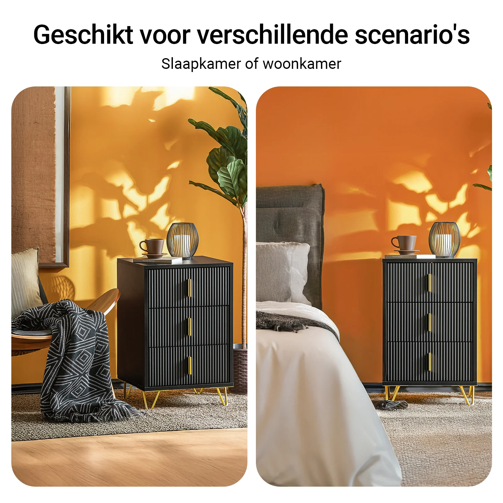 SoBuy FBT115-L-SCH Nachtkastje met 3 Lades - Modern Tafel voor Slaapkamer of Woonkamer - Image 7