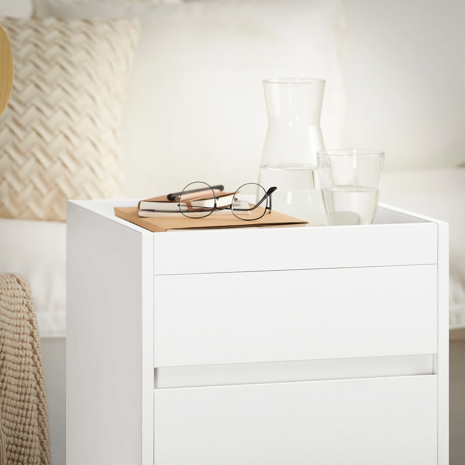 SoBuy FBT121-W Bijzettafel, Nachtkastje met 2 Schuifladen, Sofa Bijzettafel, Salontafel, Slaapkamertafel, Bedtafel - Image 7