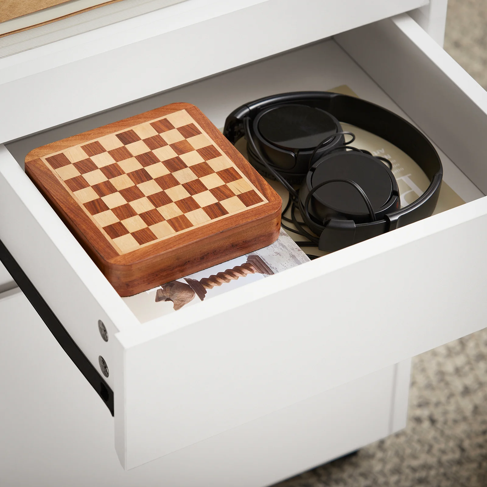 SoBuy FBT121-W Bijzettafel, Nachtkastje met 2 Schuifladen, Sofa Bijzettafel, Salontafel, Slaapkamertafel, Bedtafel - Image 9