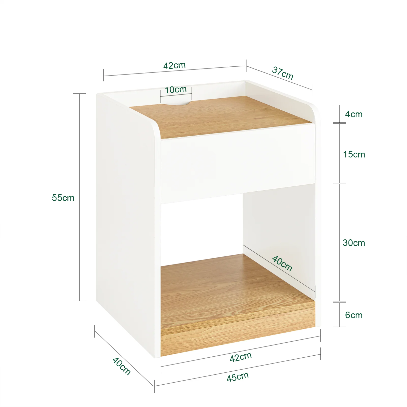 SoBuy FBT128-WN Nachtkast, nachtkastje, Nachtkastje Bijzettafeltje,bijzettafel, bankpunt met 1 lade voor woonkamer, slaapkamer - Image 5