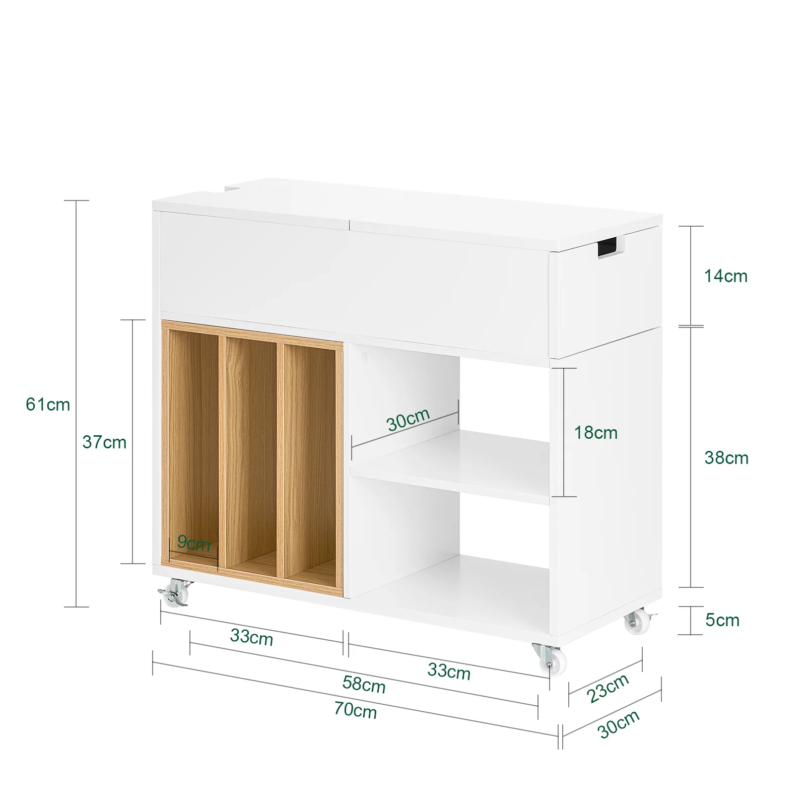 SoBuy FBT134-W Dossierkast archiefwagen printtafel printerstandaard rolcontainer met 4 wielen opbergkast kast voor kantoor wit - Image 5
