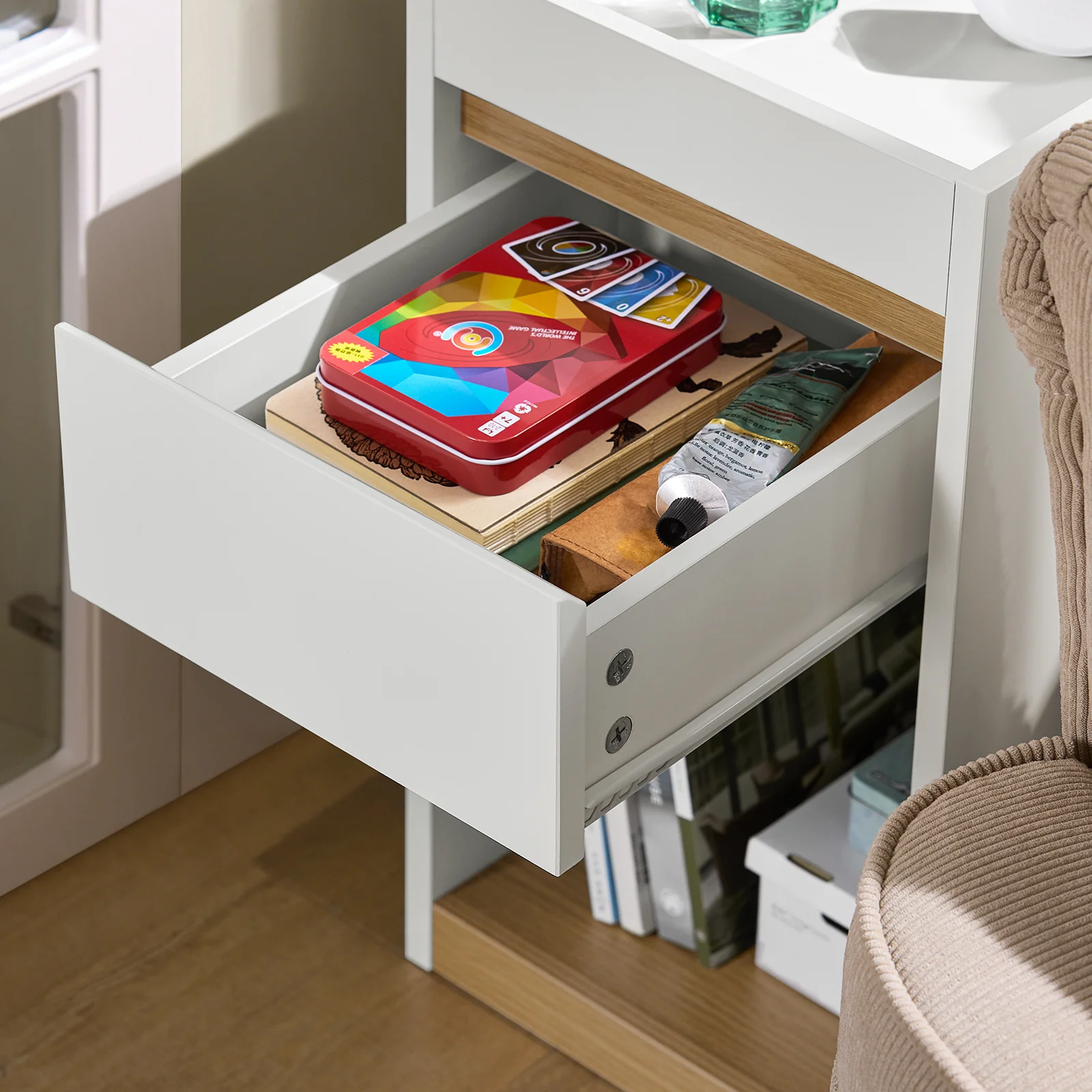 SoBuy FBT137-W Nachtkastje met lade Nachtkastje Sofa Einde Bijzettafel Telefoon Koffietafel Bedtafel Salontafel - Image 9