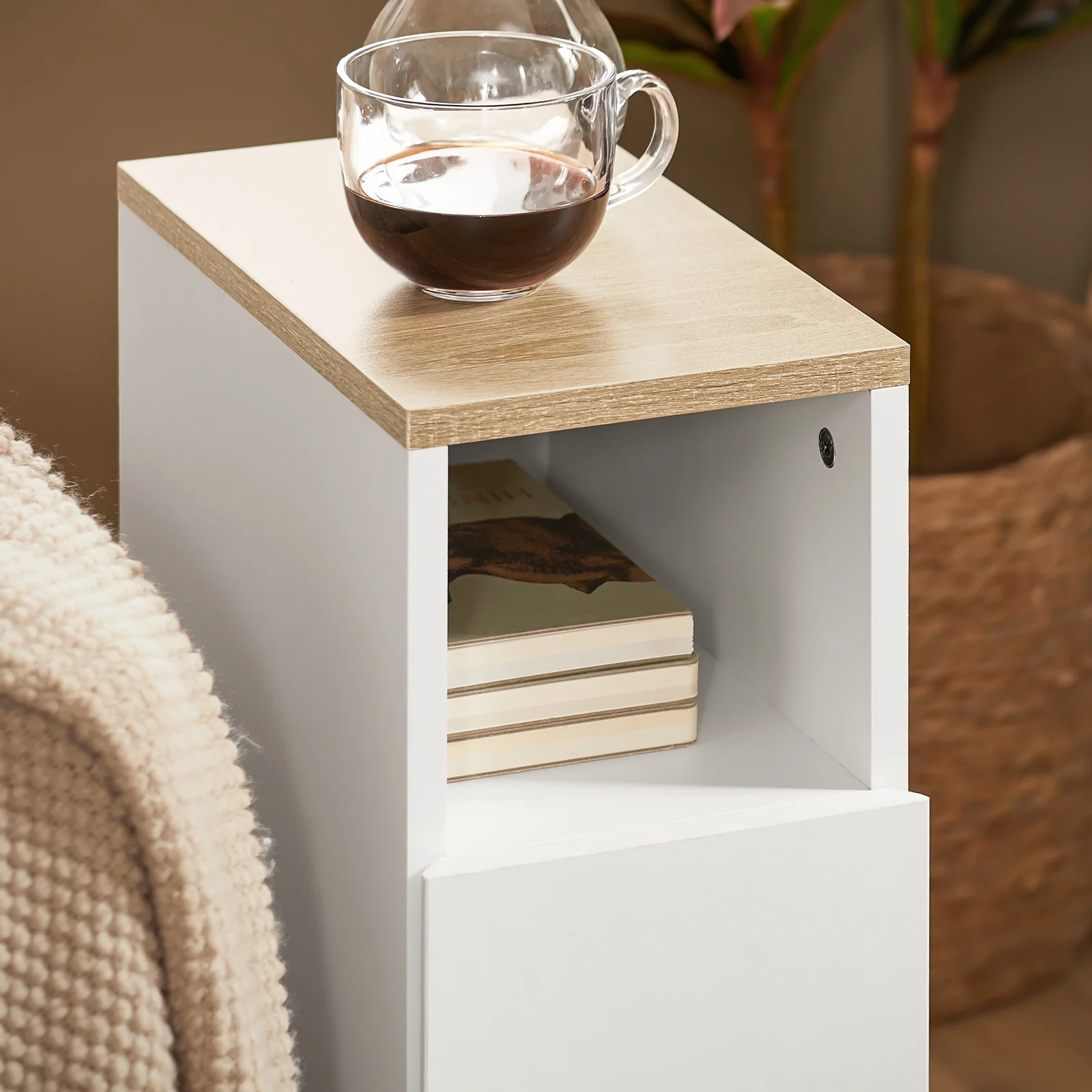 Pre-order SoBuy FBT149-WN Smalle Nachtkast – Moderne Bijzettafel met 2 Lades en Open Plank – Ideaal voor Slaapkamer of Woonkamer – Wit – 20 x 35 x 60 cm - Image 10