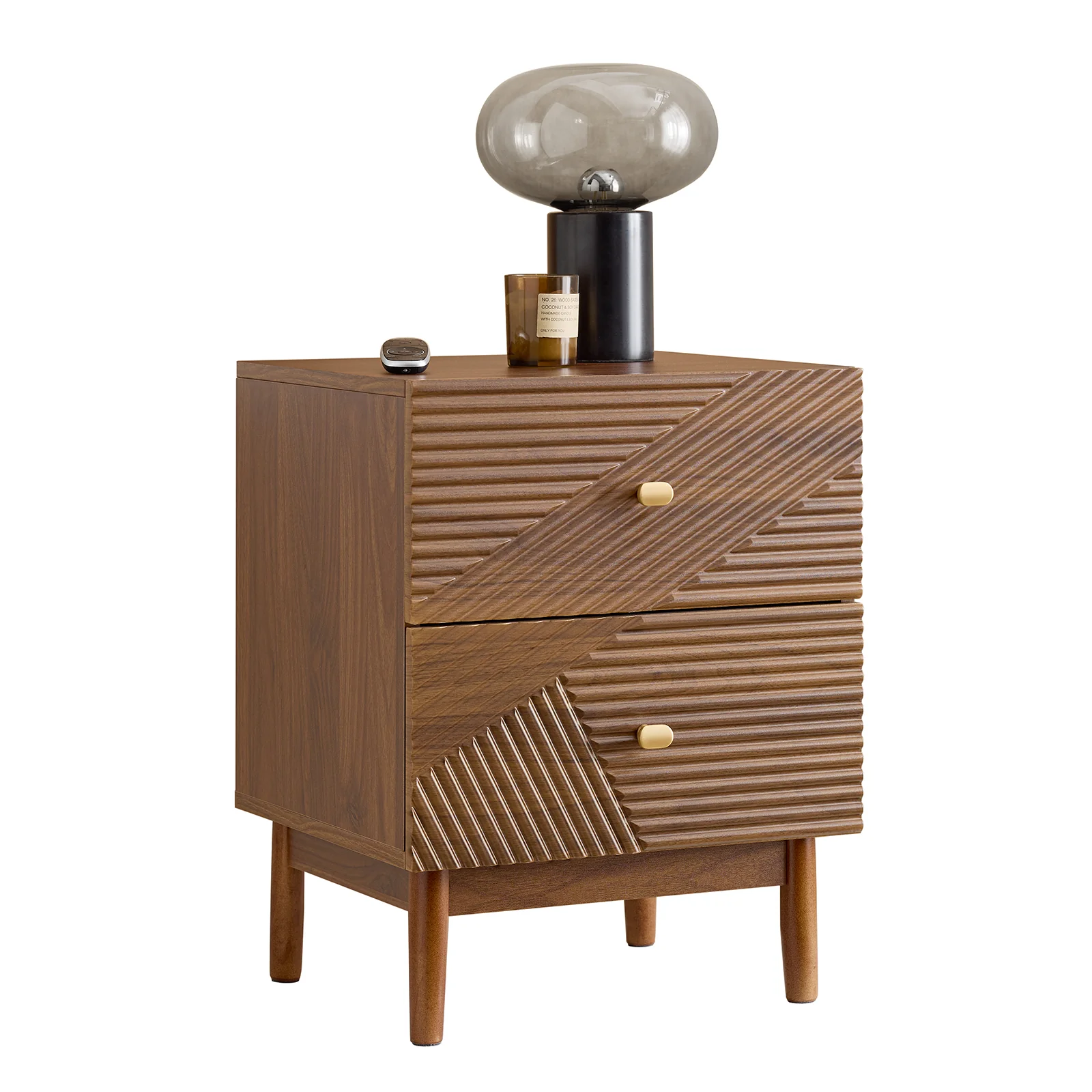 Pre-order SoBuy FBT170-N Vintage Nachtkastje met 2 Lades, Houten Bijzettafel met Rubberhouten Poten, Retro Nachtkast voor Slaapkamer, Woonkamer of Studie, Bruin, B45 × D40 × H58 cm