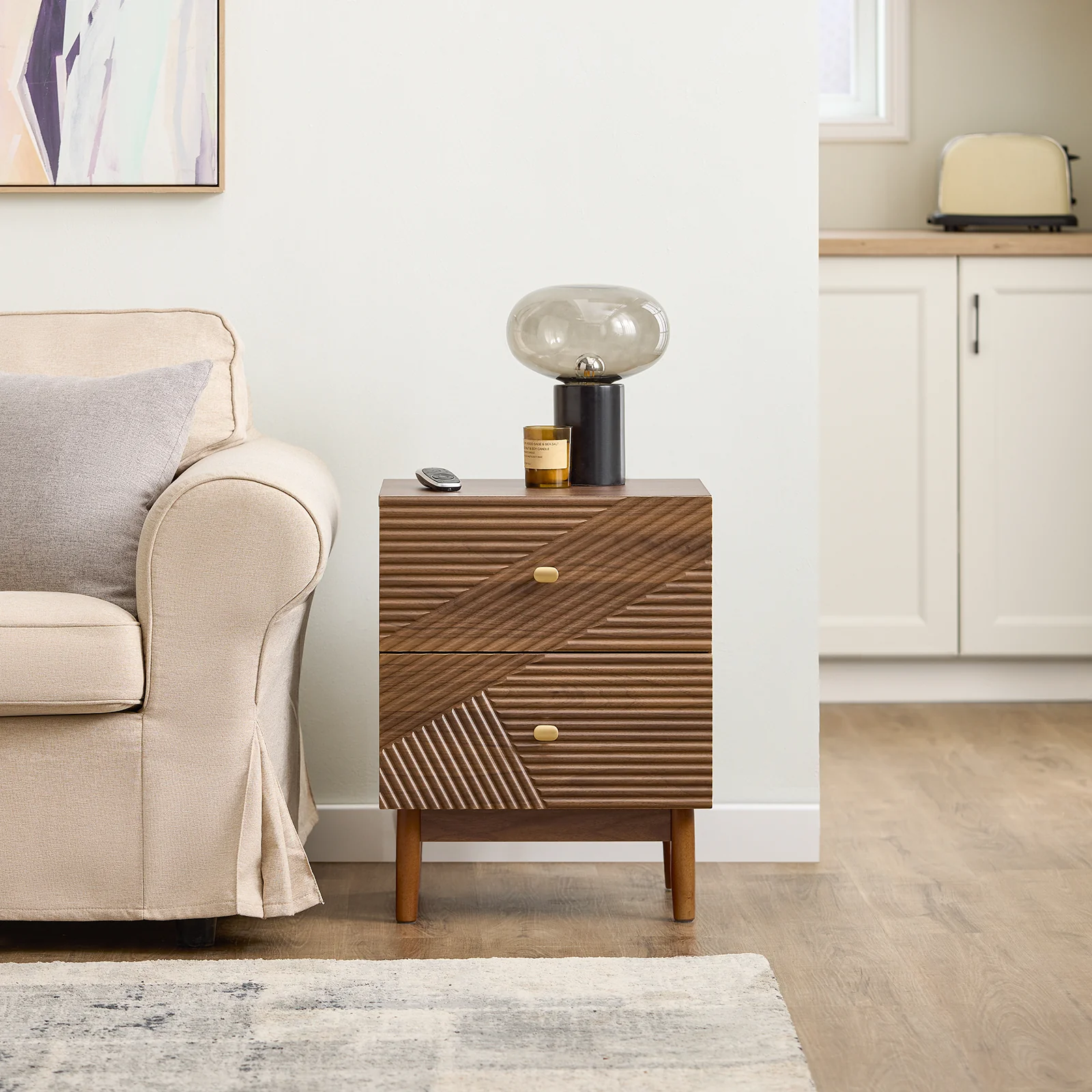 Pre-order SoBuy FBT170-N Vintage Nachtkastje met 2 Lades, Houten Bijzettafel met Rubberhouten Poten, Retro Nachtkast voor Slaapkamer, Woonkamer of Studie, Bruin, B45 × D40 × H58 cm - Image 2