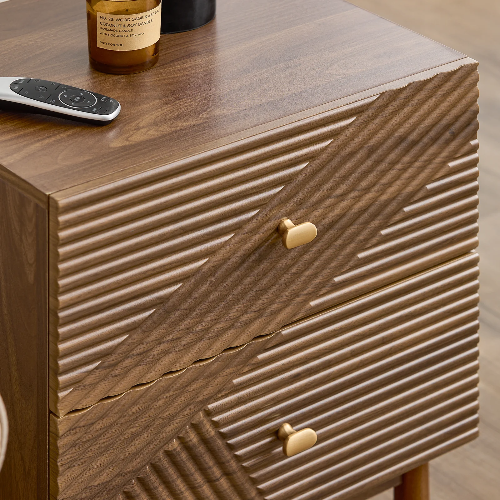 Pre-order SoBuy FBT170-N Vintage Nachtkastje met 2 Lades, Houten Bijzettafel met Rubberhouten Poten, Retro Nachtkast voor Slaapkamer, Woonkamer of Studie, Bruin, B45 × D40 × H58 cm - Image 6