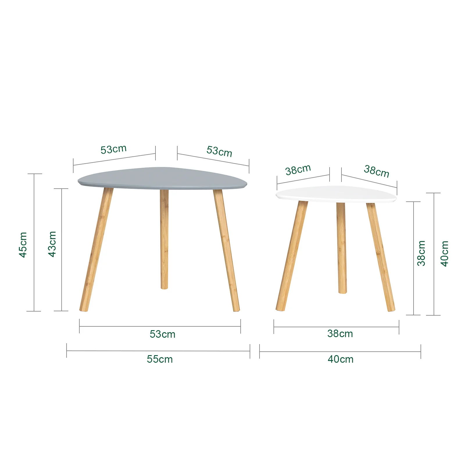 SoBuy FBT74-HG Bijzettafel, set van 2 bijzettafels met planken, salontafel,zettafel voor woonkamer, bamboe - Image 5