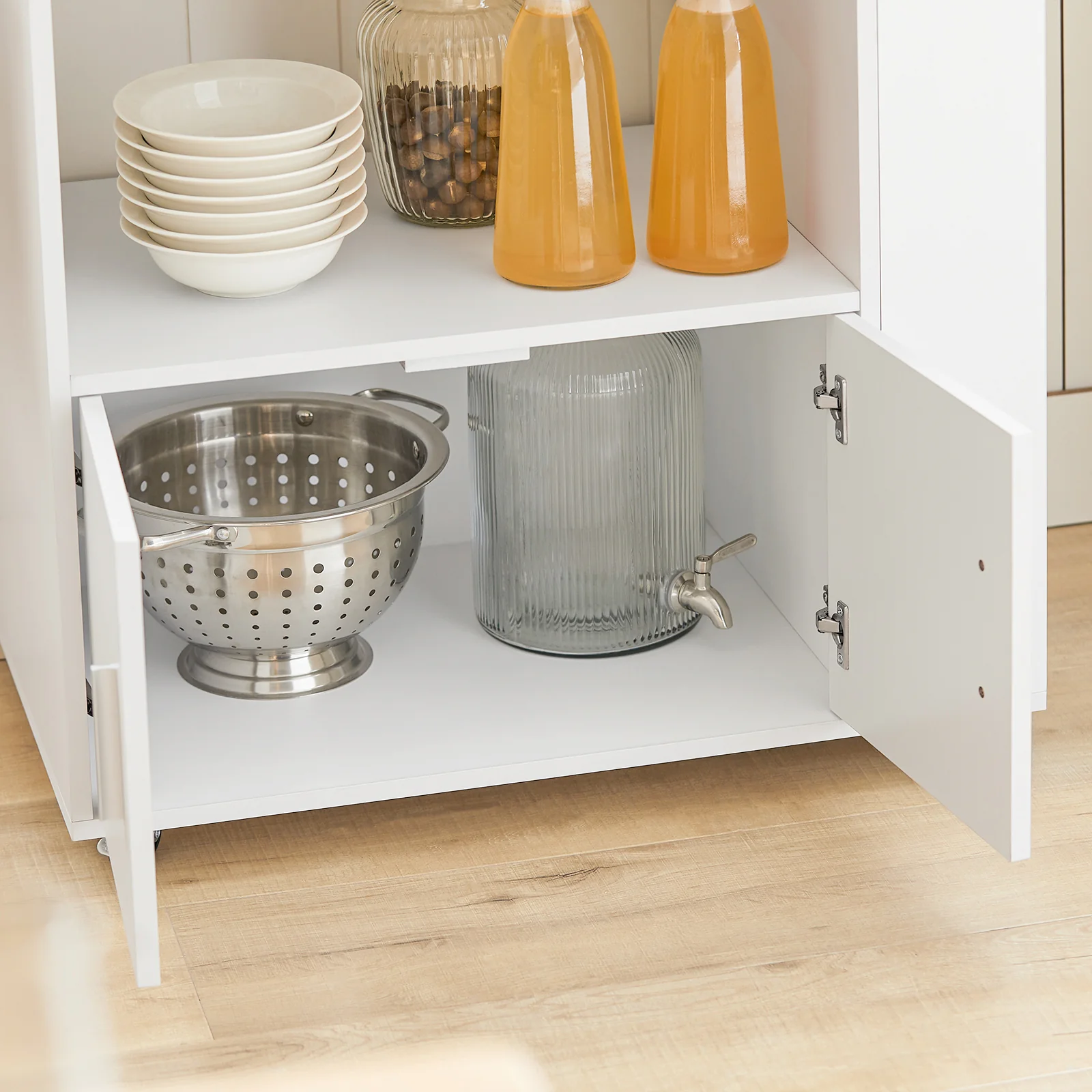 SoBuy FKW113-WN Keukentrolley op Wieltjes – Keukenopbergmeubel met Lade en Deurtjes – Wit, 75x46x83 cm - Image 8